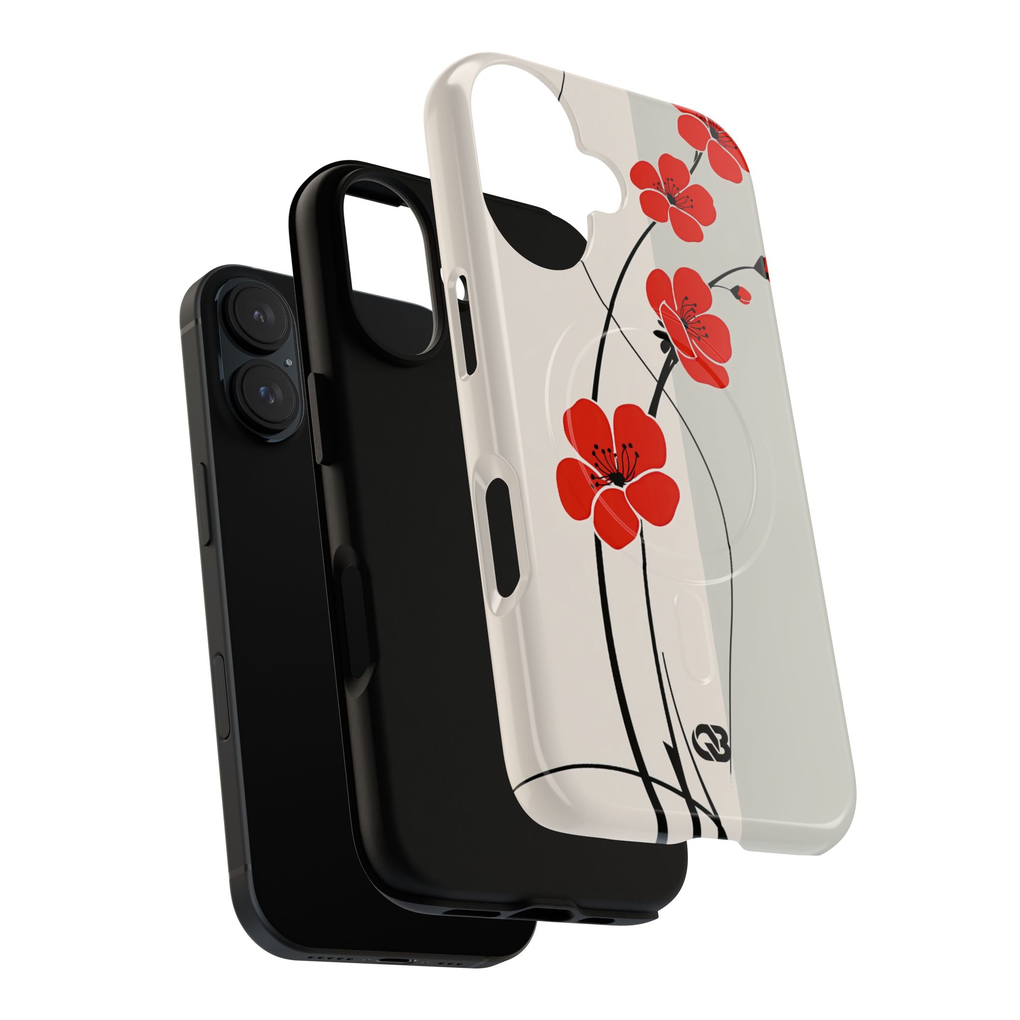 Red Tough 2.0 Magsafe Phone Case for iPhone - Crimson Plum Ink