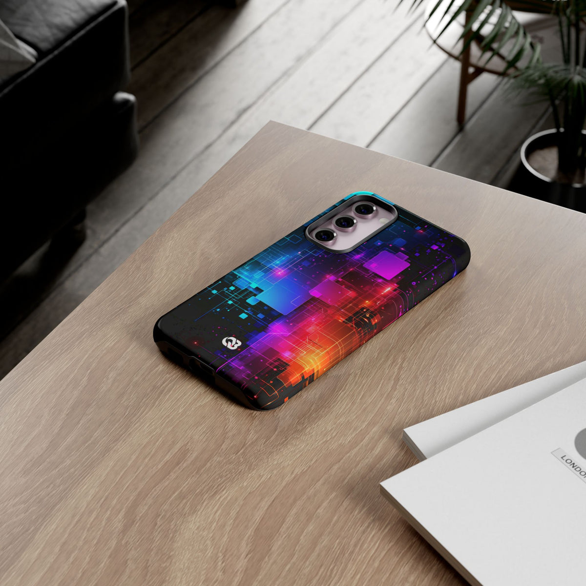 Spectral Circuit Grid · Tough Phone Case for Samsung · Black