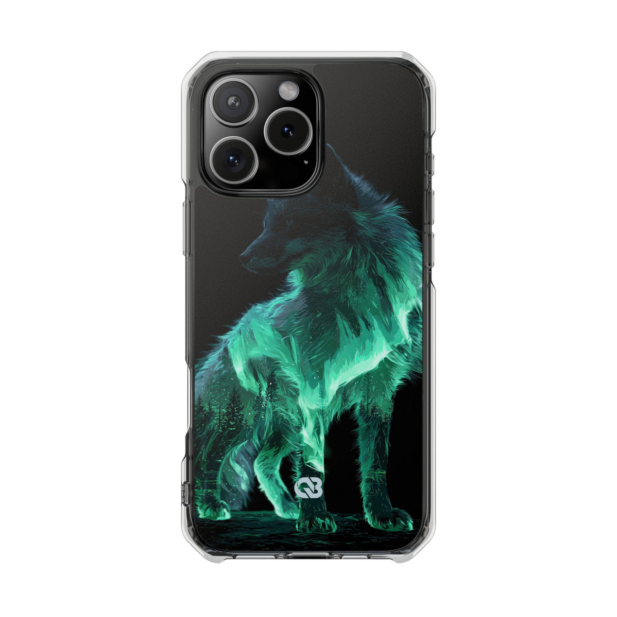 Nordic Aurora Fox · Clear Impact Magnetic Phone Case for iPhone · Teal