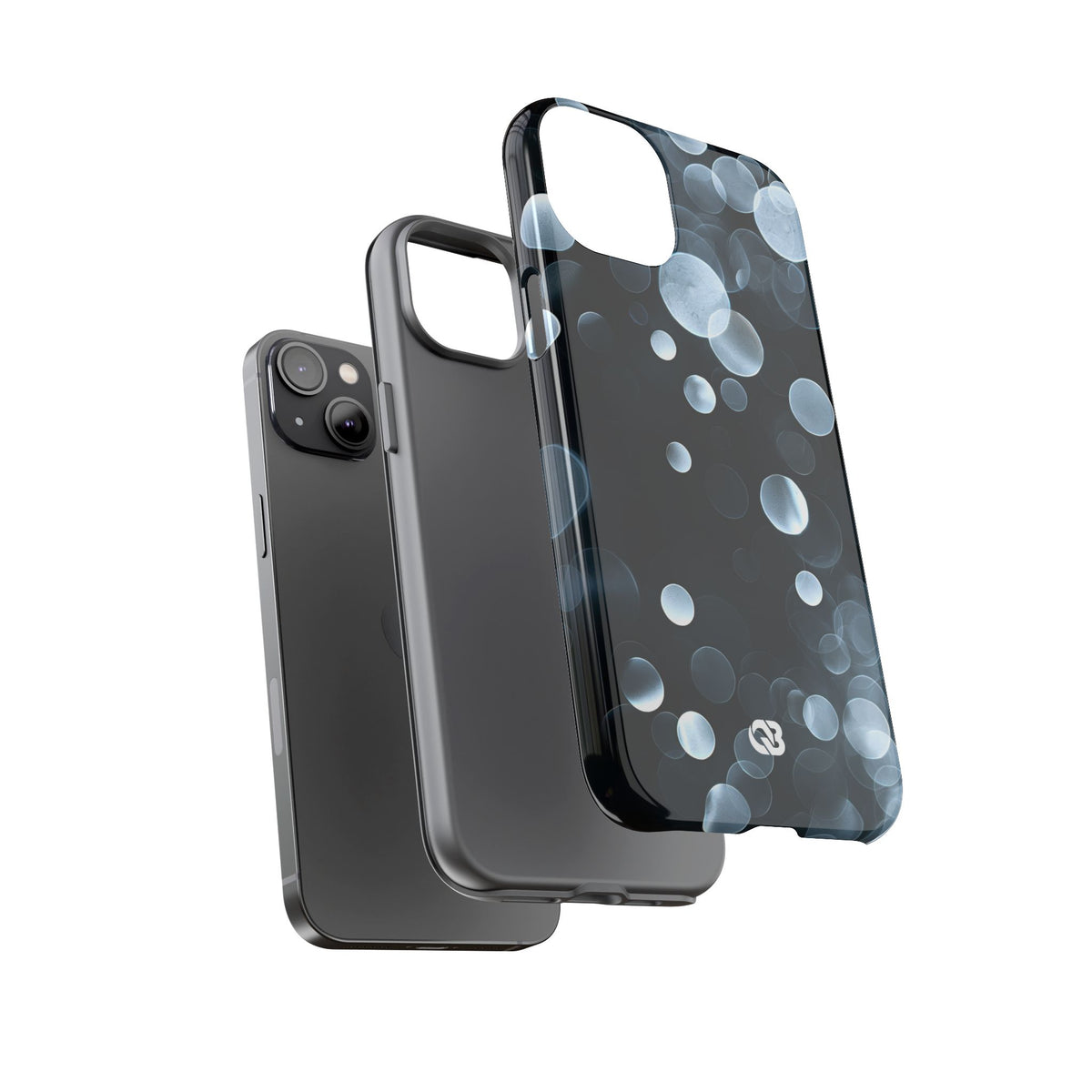 Black Tough Phone Case for iPhone - Silver Orbit Glow