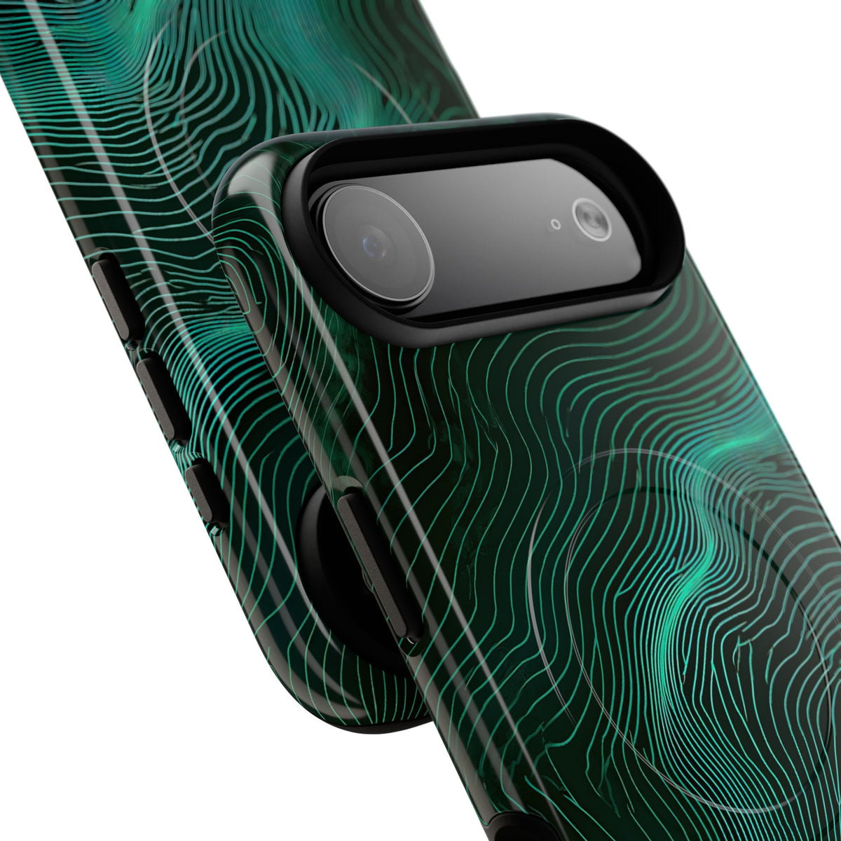 Teal Tough 2.0 Magsafe Phone Case for iPhone - Neon Jade Contour