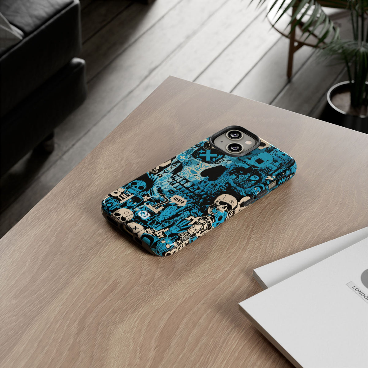 Electric Skull Graffiti · Tough Phone Case for iPhone · Blue