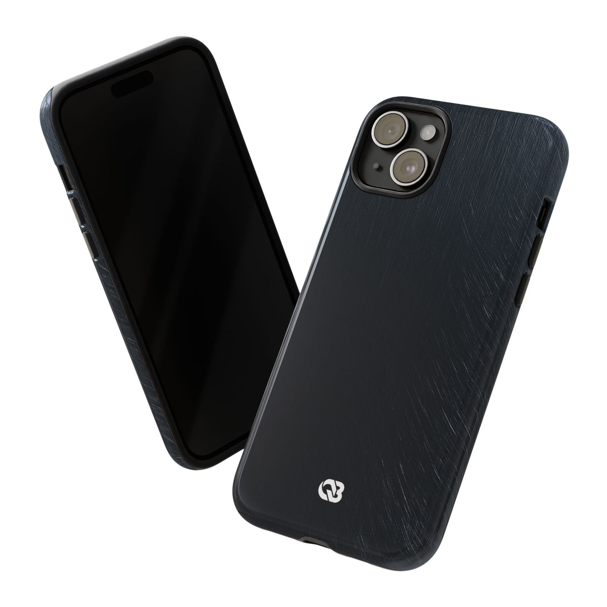 Black Tough Phone Case for iPhone - Midnight Brushed Grain