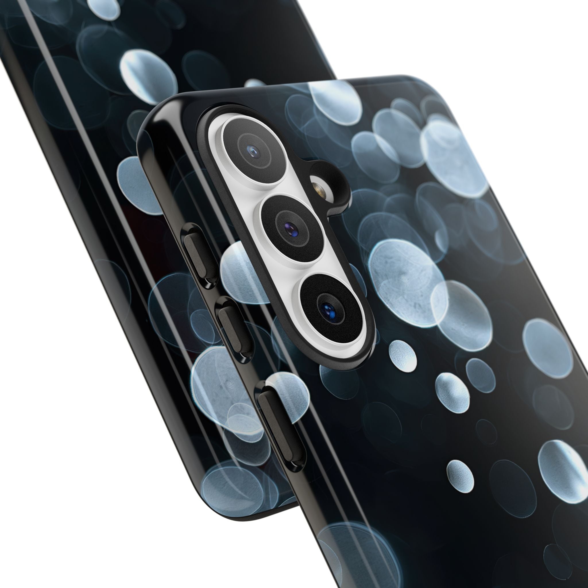 Black Tough Phone Case for Samsung - Silver Orbit Glow