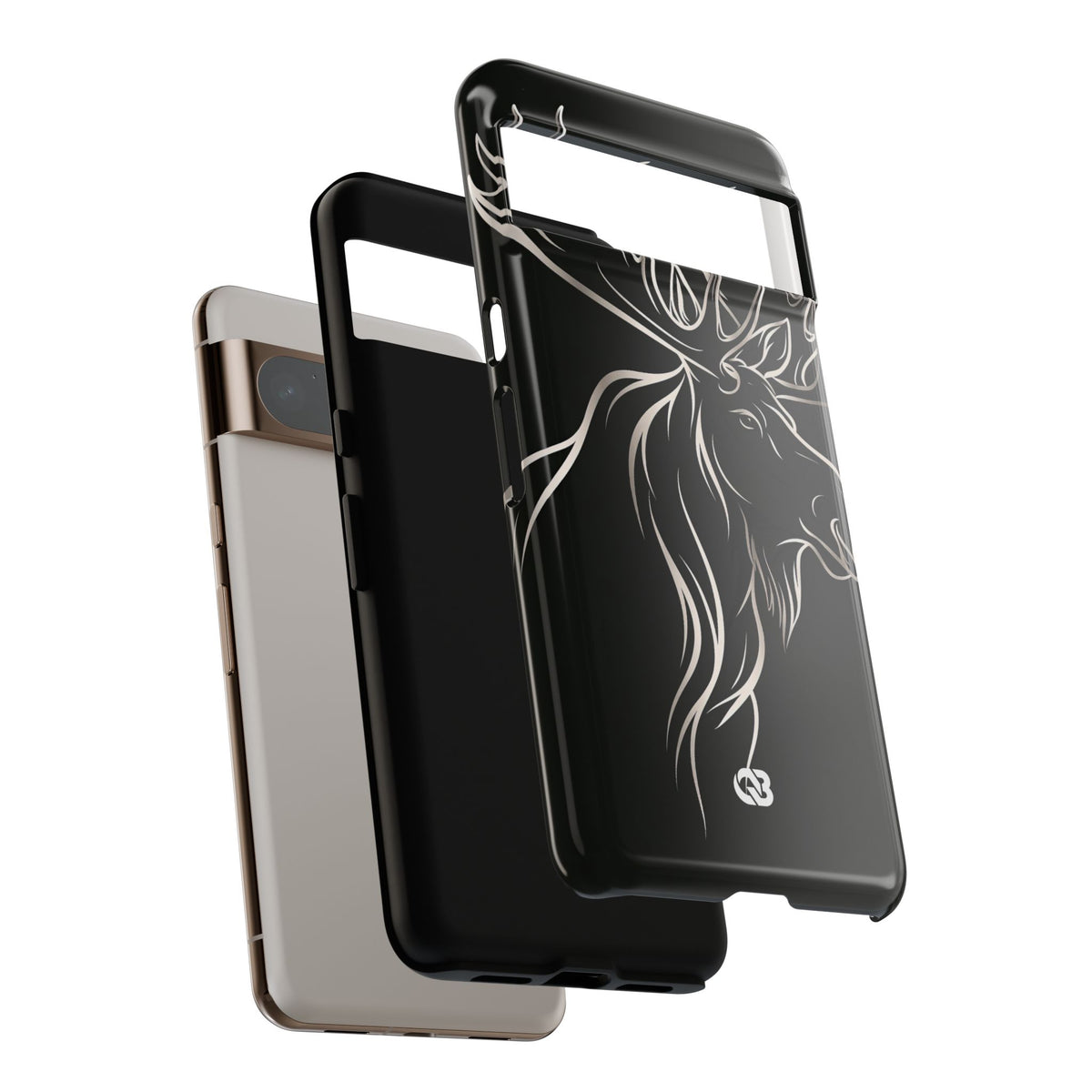 Nordic Moose Contour · Tough Phone Case for Pixel · Black