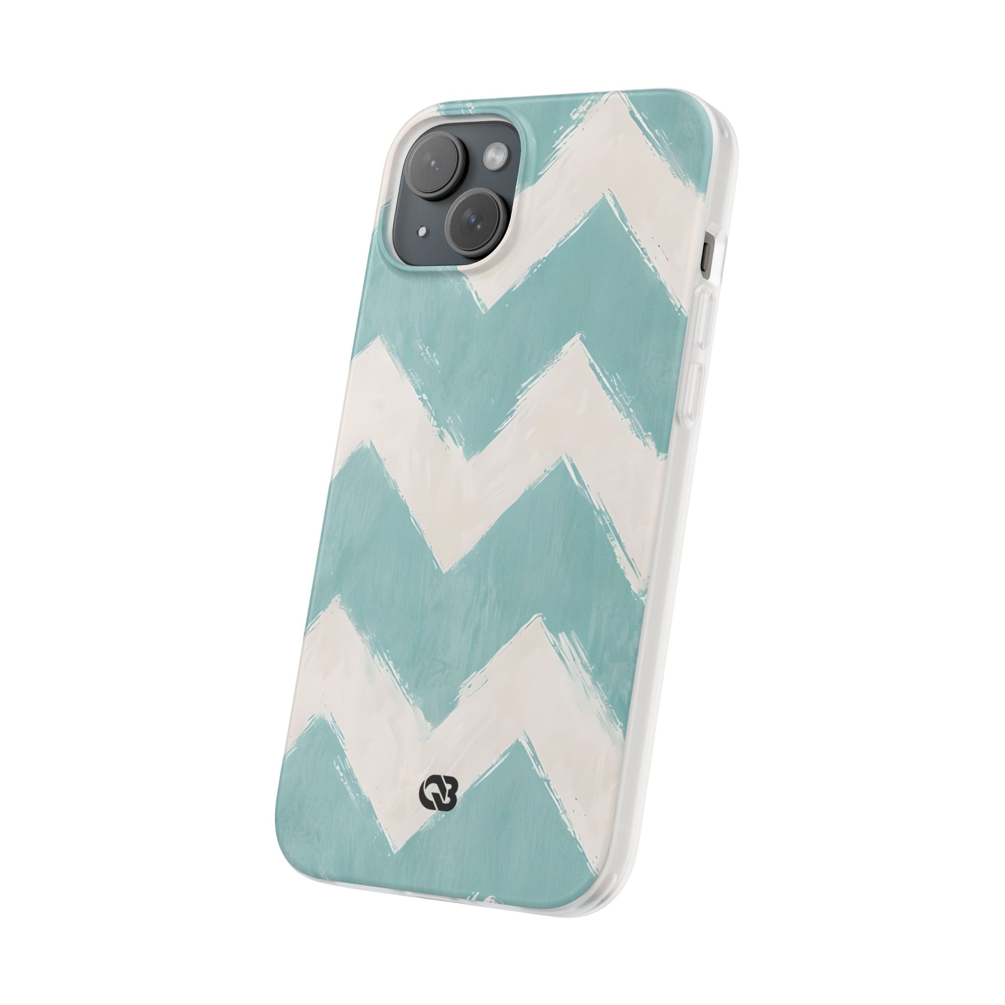 Teal Painted Chevron · Soft Phone Case for iPhone