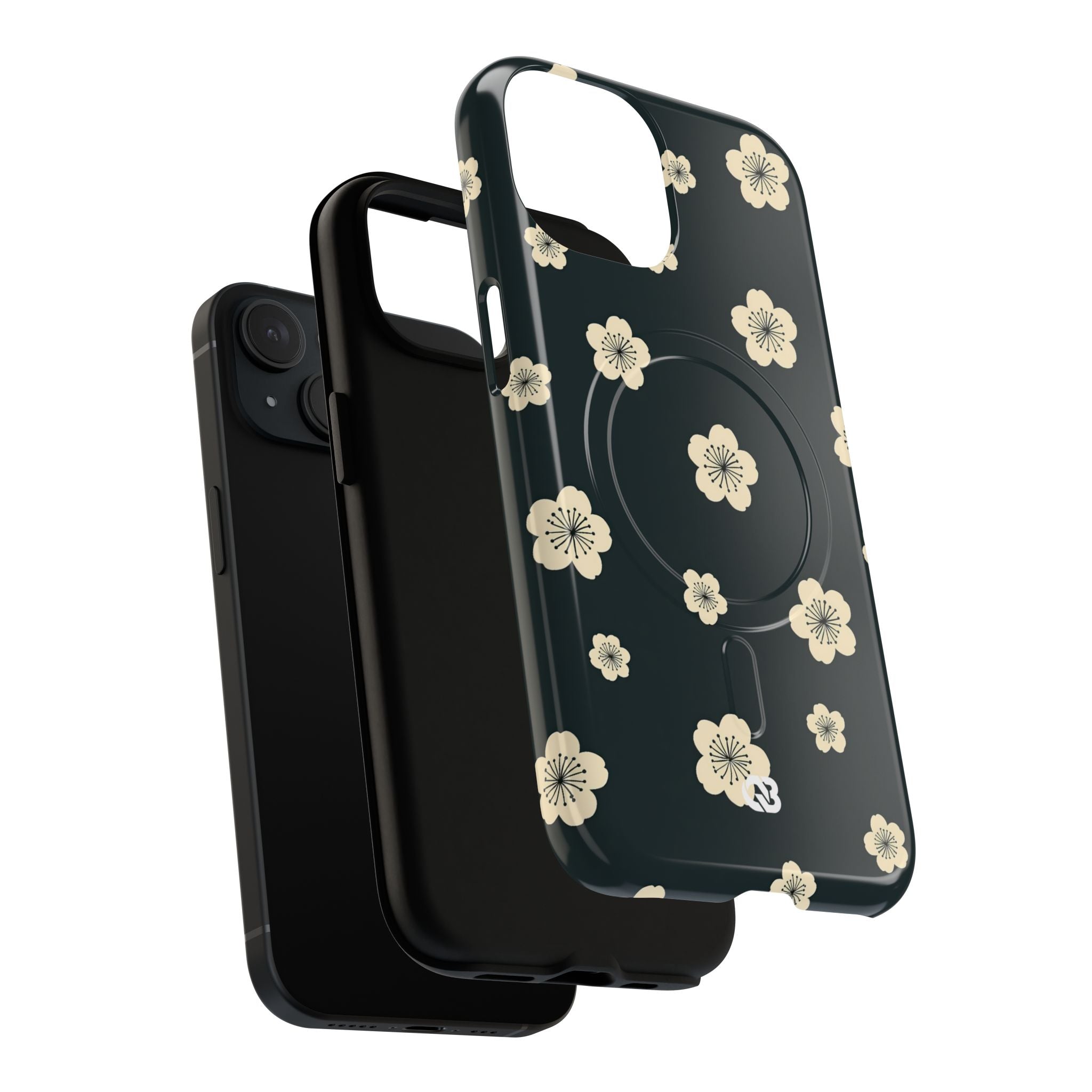 Teal Tough 2.0 Magsafe Phone Case for iPhone - Obsidian Cream Petals