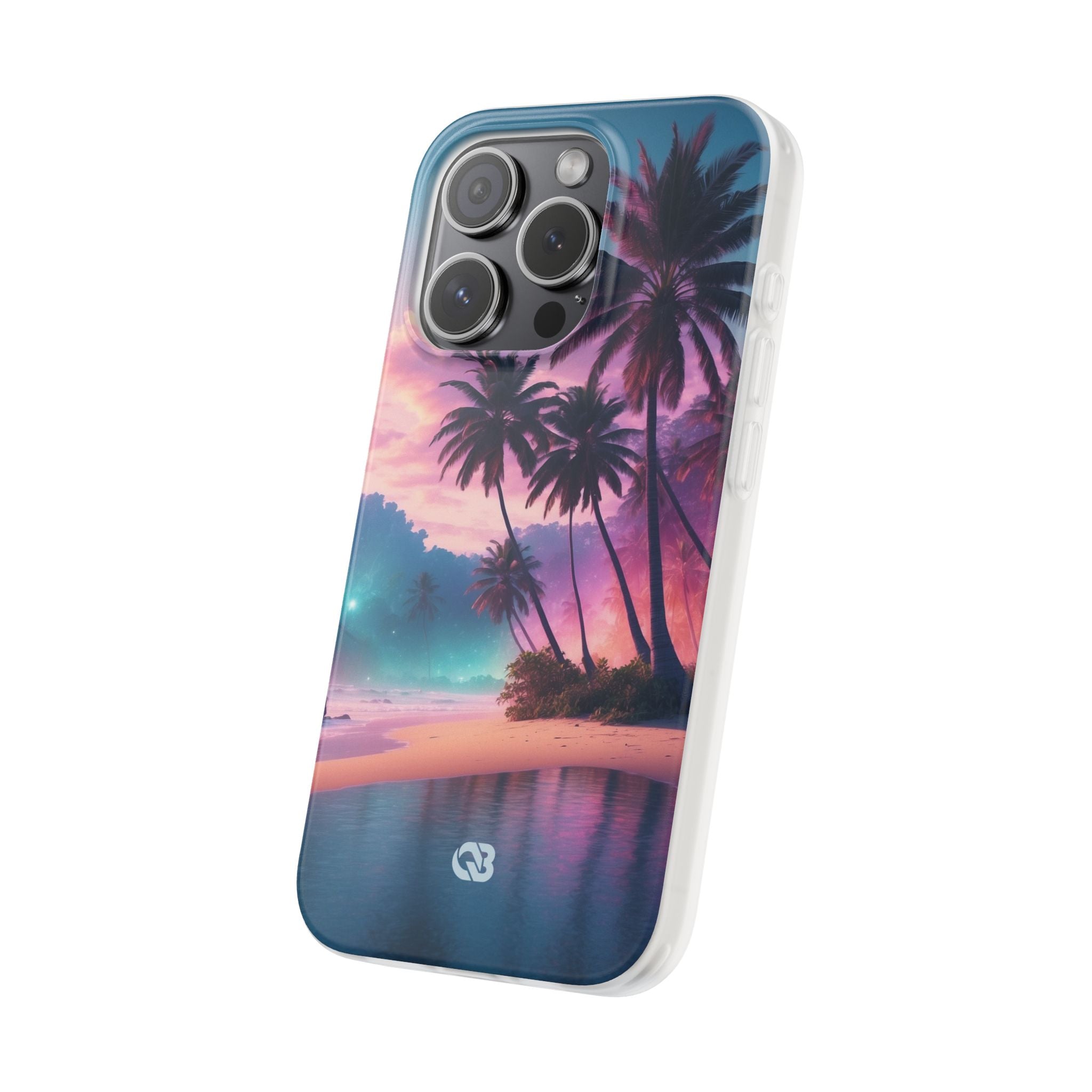 Neon Shore Palms · Soft Phone Case for iPhone