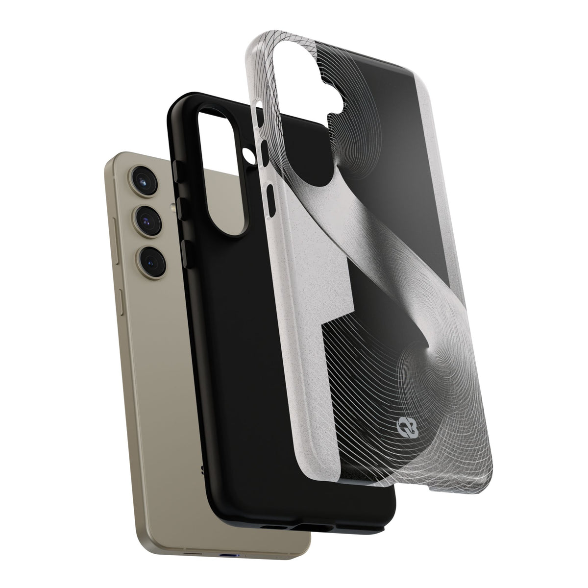 Grey Tough Phone Case for Samsung - Obsidian Moiré Wave
