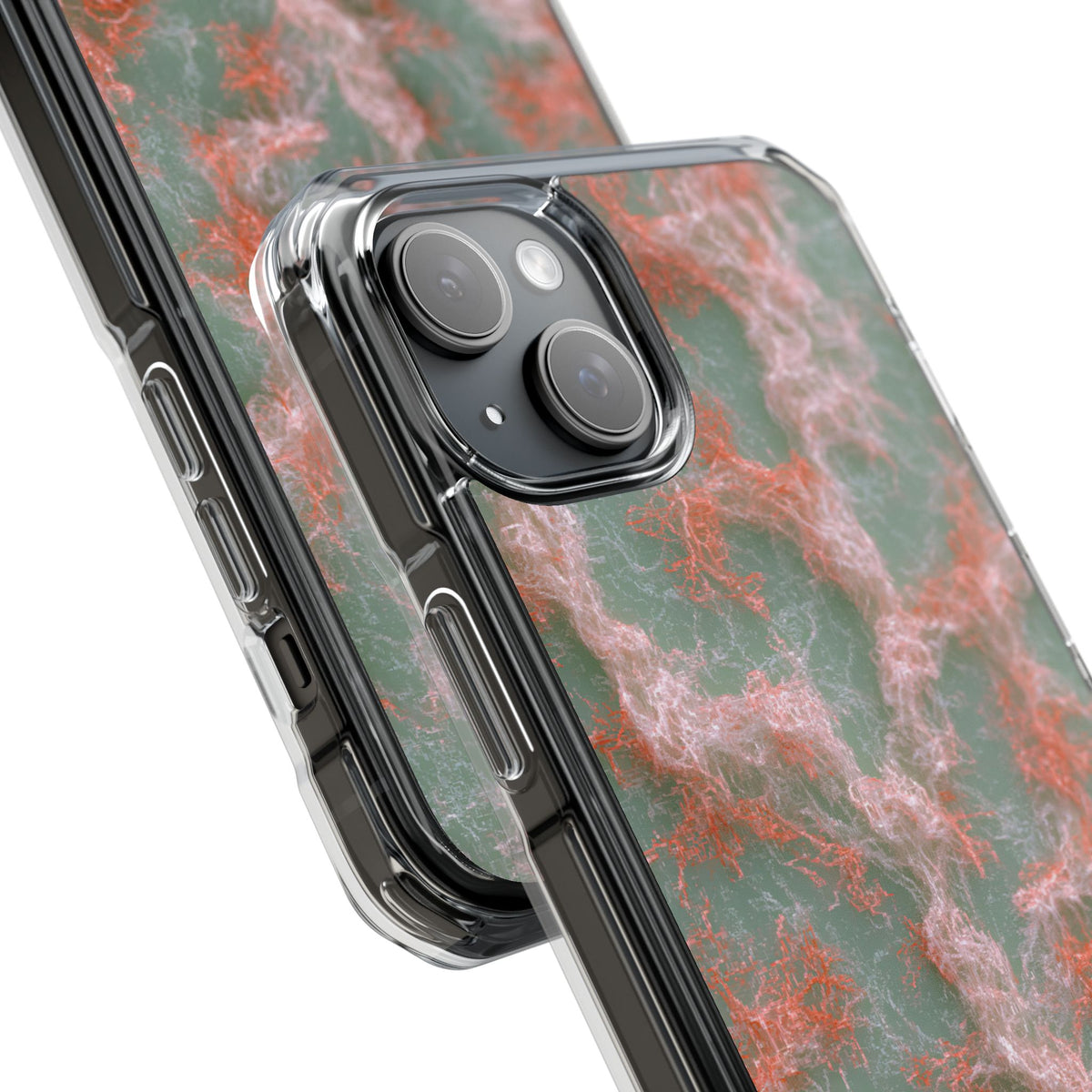 Coral Pixel Matrix · Clear Impact Magnetic Phone Case for iPhone · Green