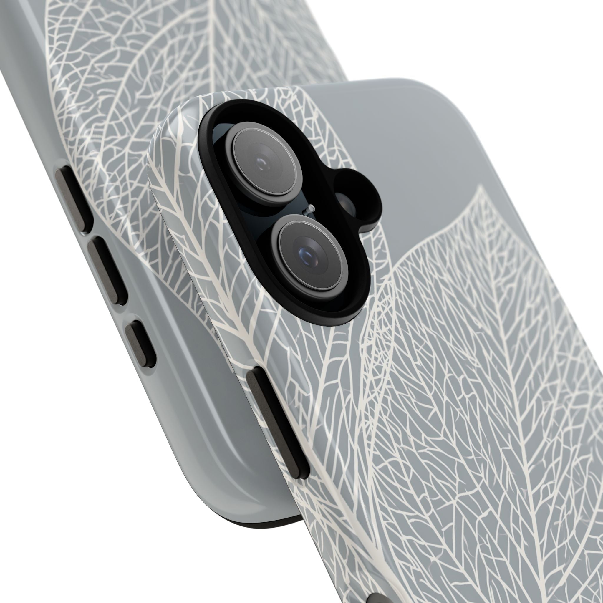 Grey Tough Phone Case for iPhone - Frosted Ash Veins