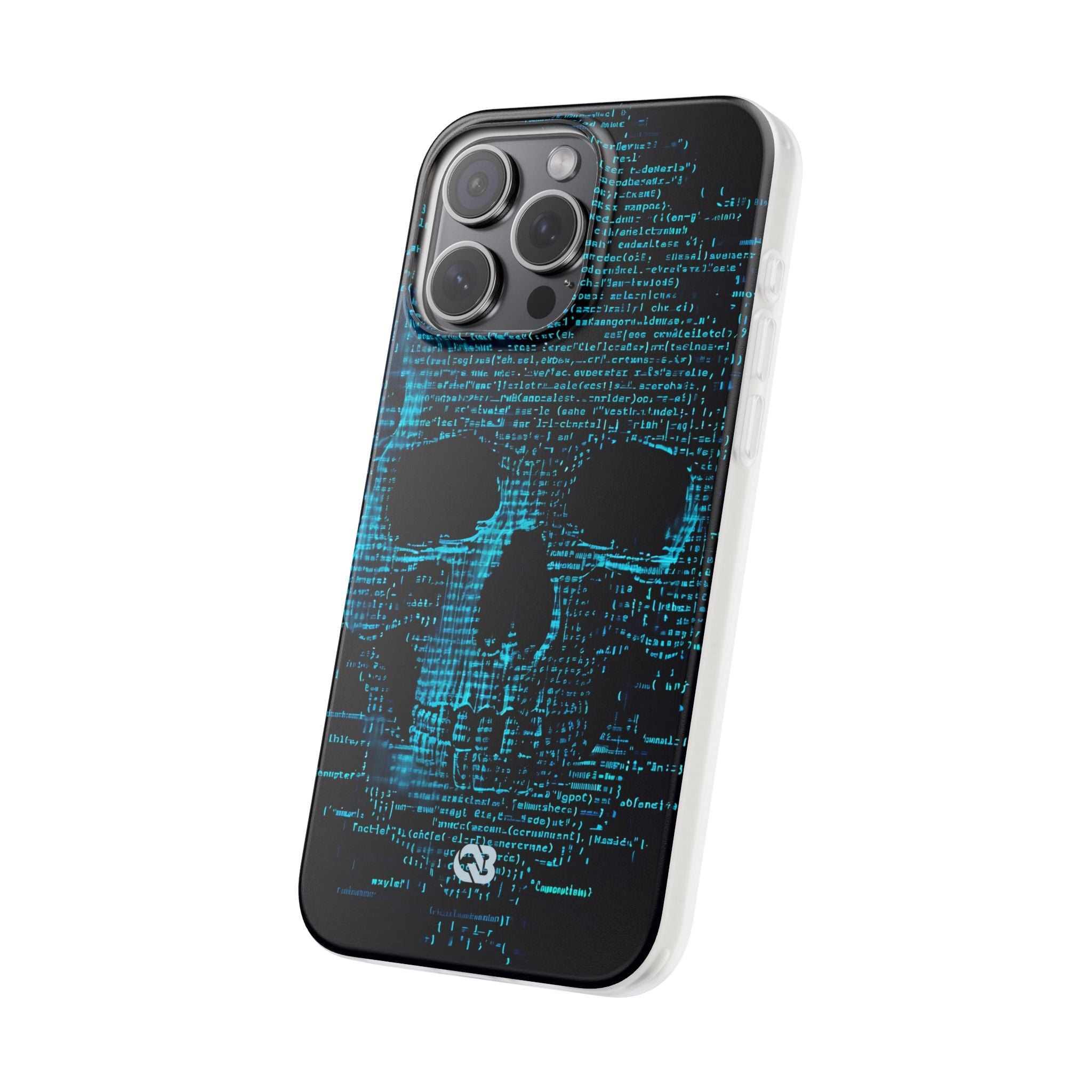 Cyan Glitch Skull · Soft Phone Case for iPhone