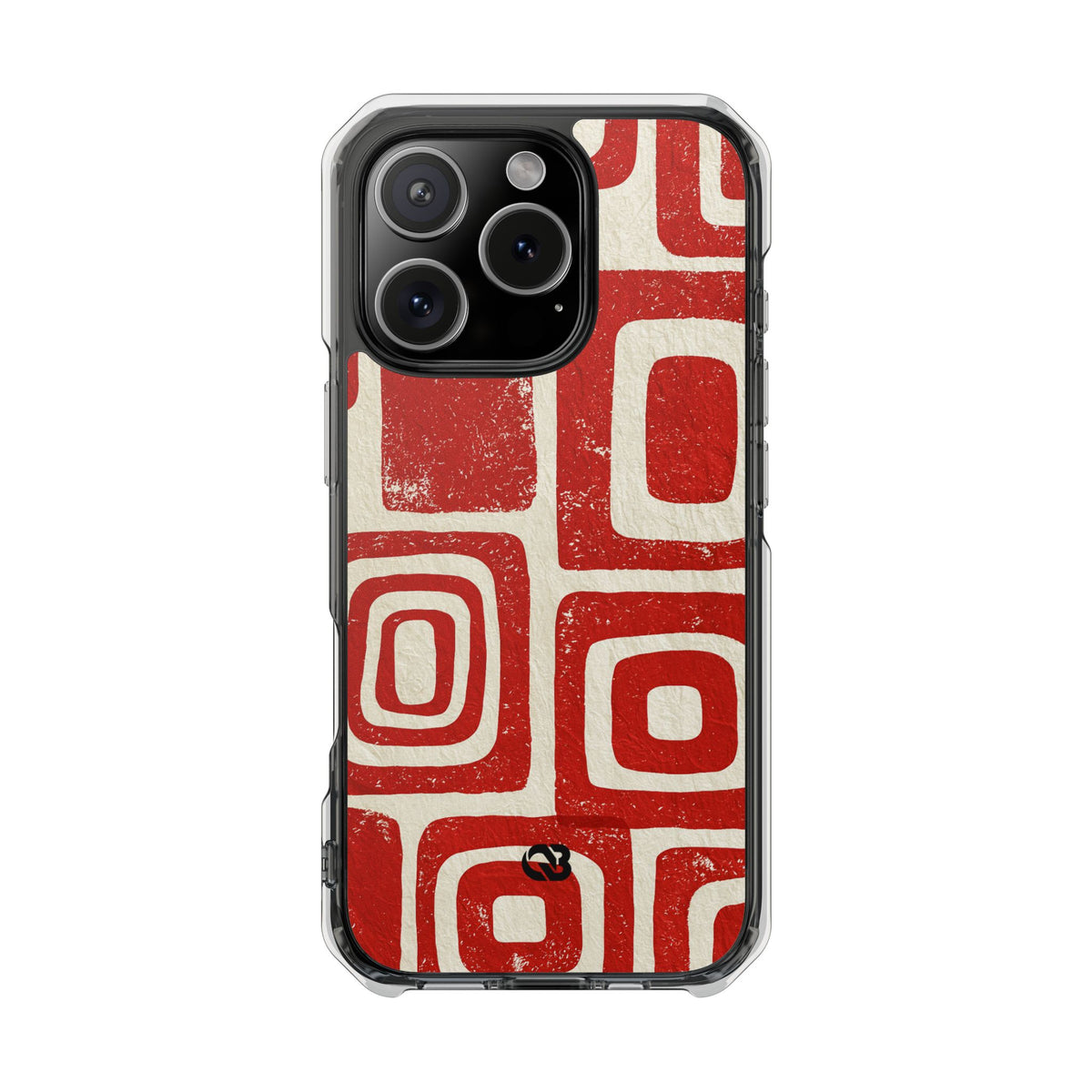 Vermilion Block Motif · Clear Impact Magnetic Phone Case for iPhone · Red