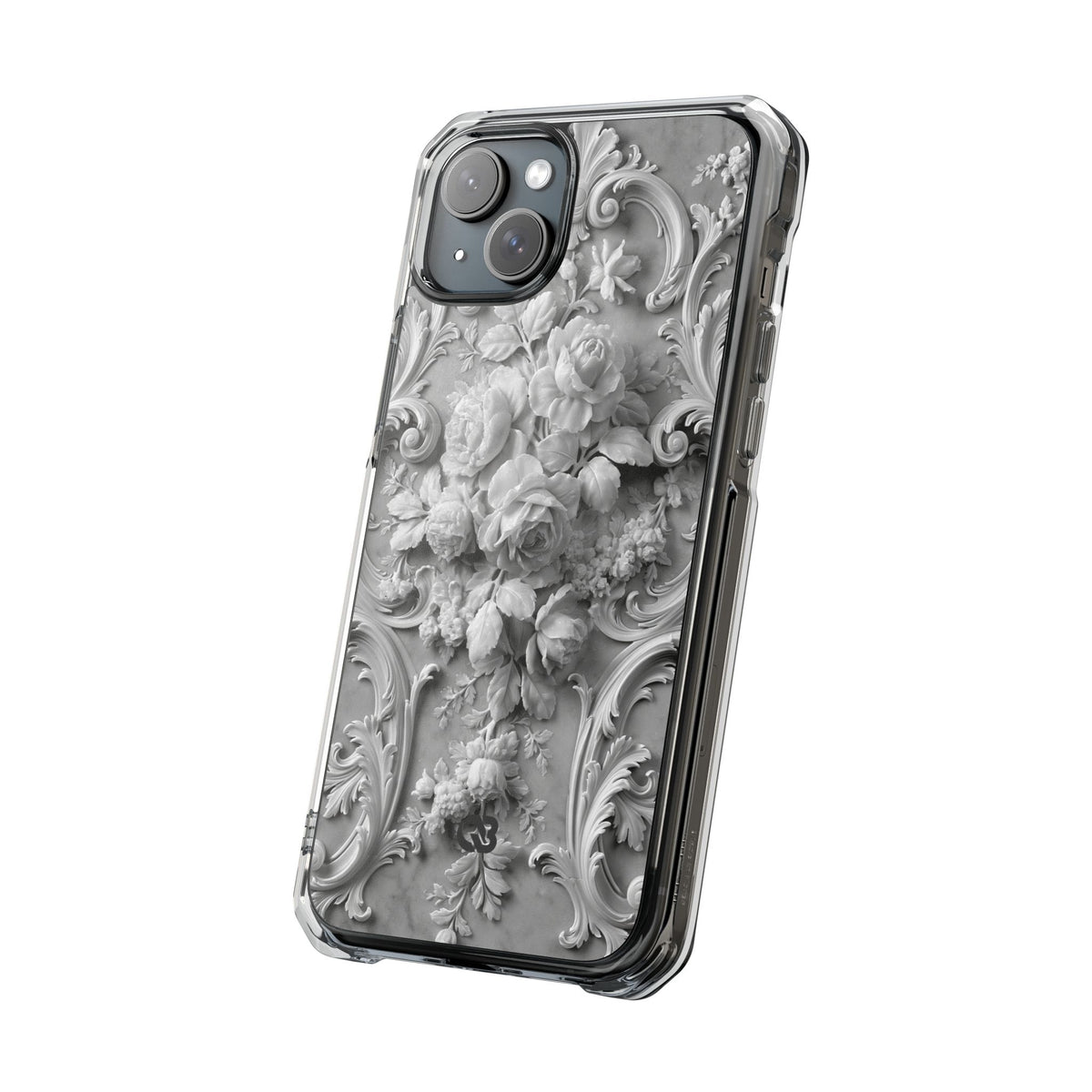 Rococo Marble Rose · Clear Impact Magnetic Phone Case for iPhone · White