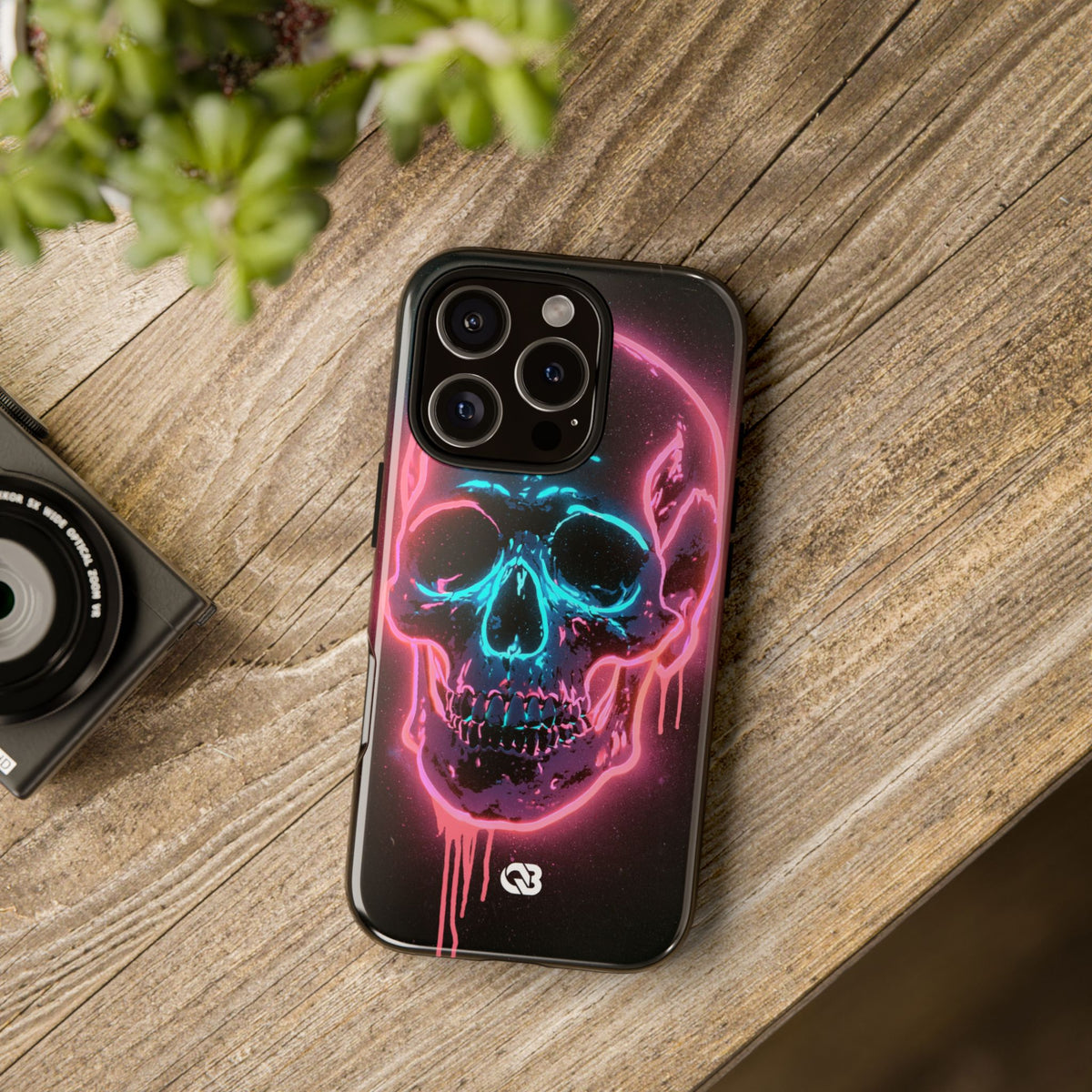 Neon Drip Skull · Tough Phone Case for iPhone · Black