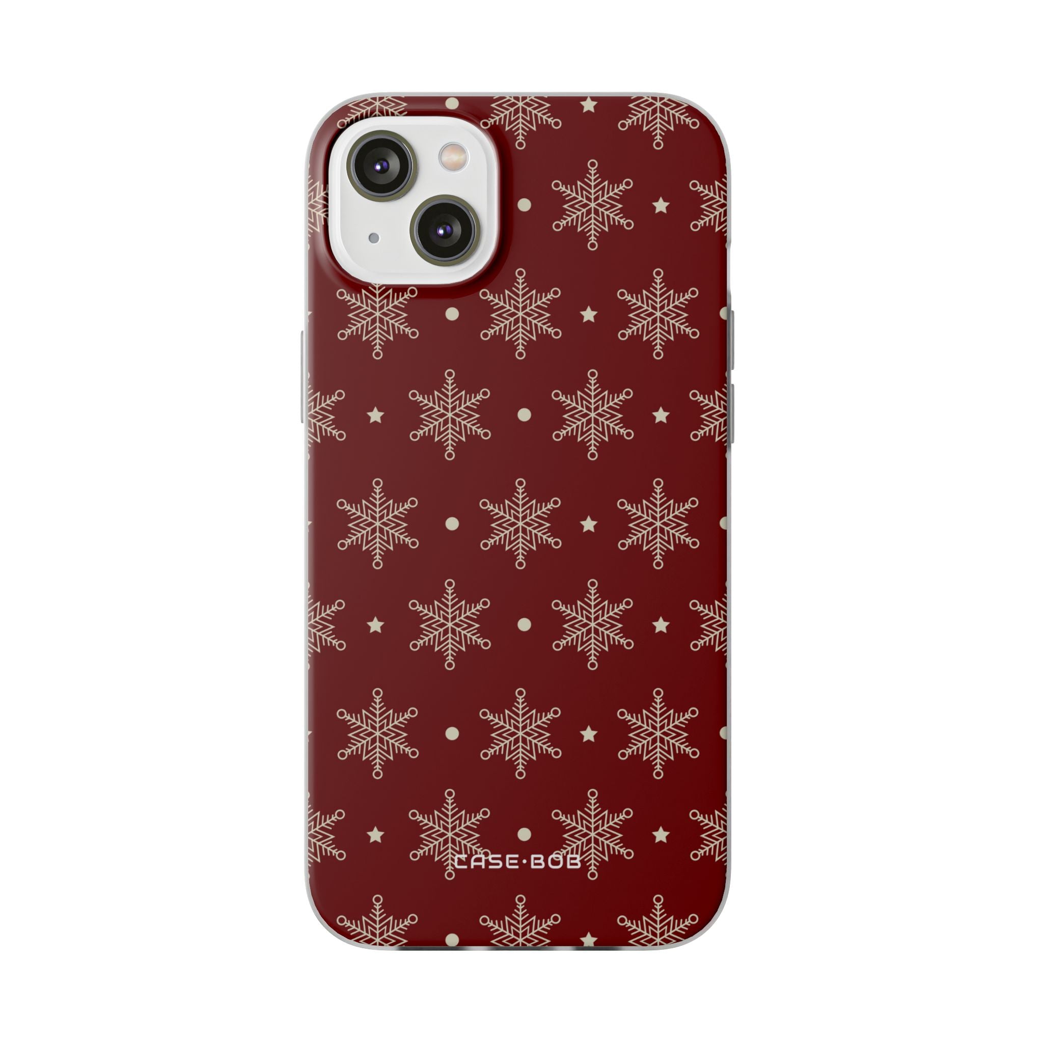 Cream Snowflake Crimson iPhone 14 Plus Skal - Mjukt