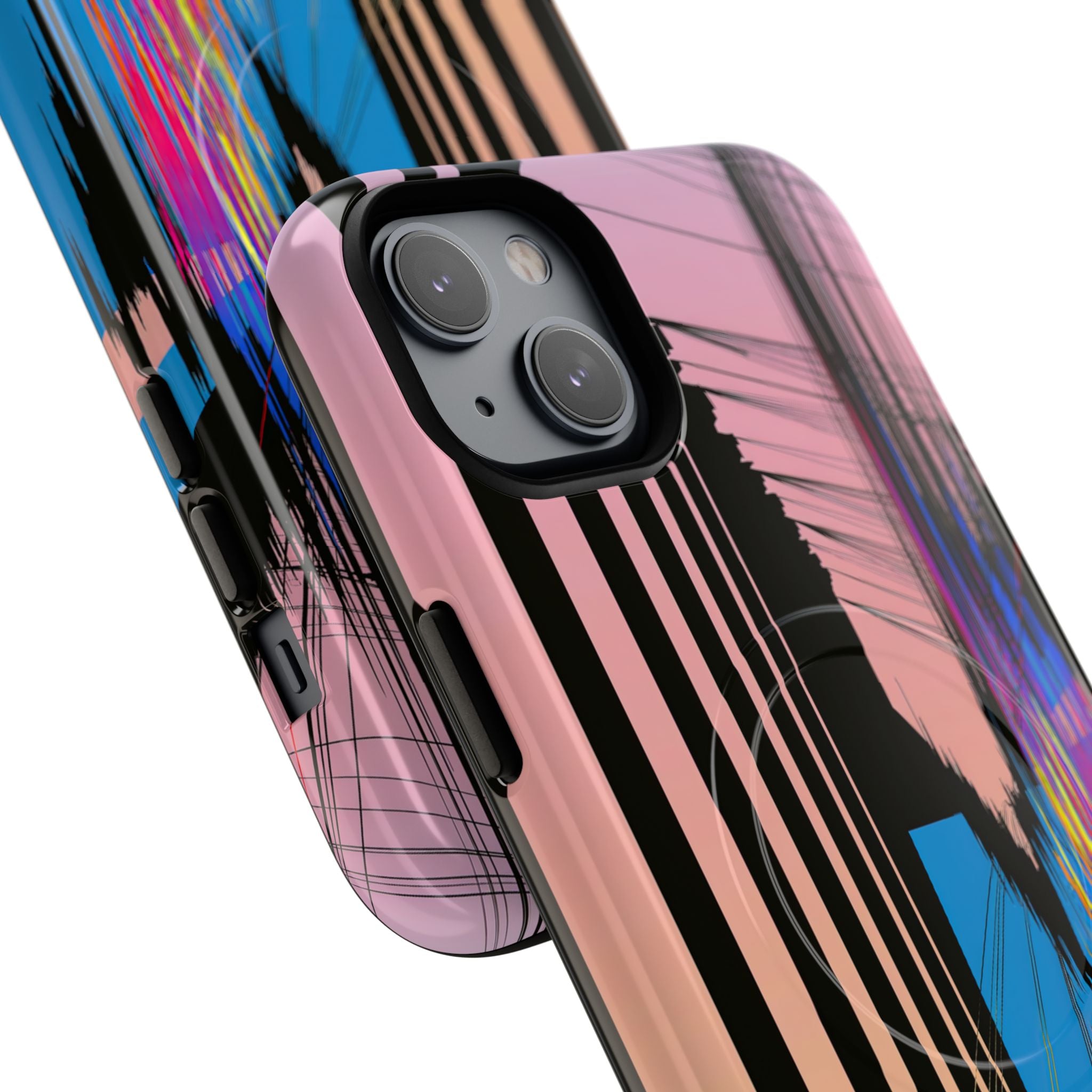 Blue Tough 2.0 Magsafe Phone Case for iPhone - Fractured Data Skyline