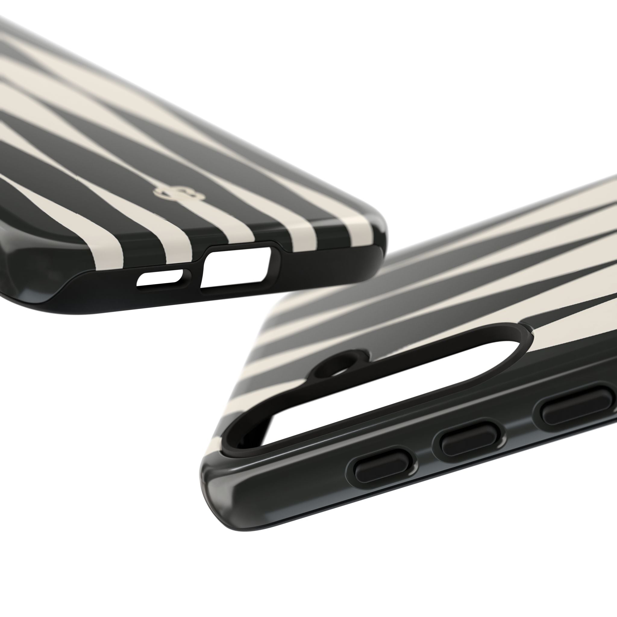 Black Tough Phone Case for Samsung - Ivory Spindle Grid
