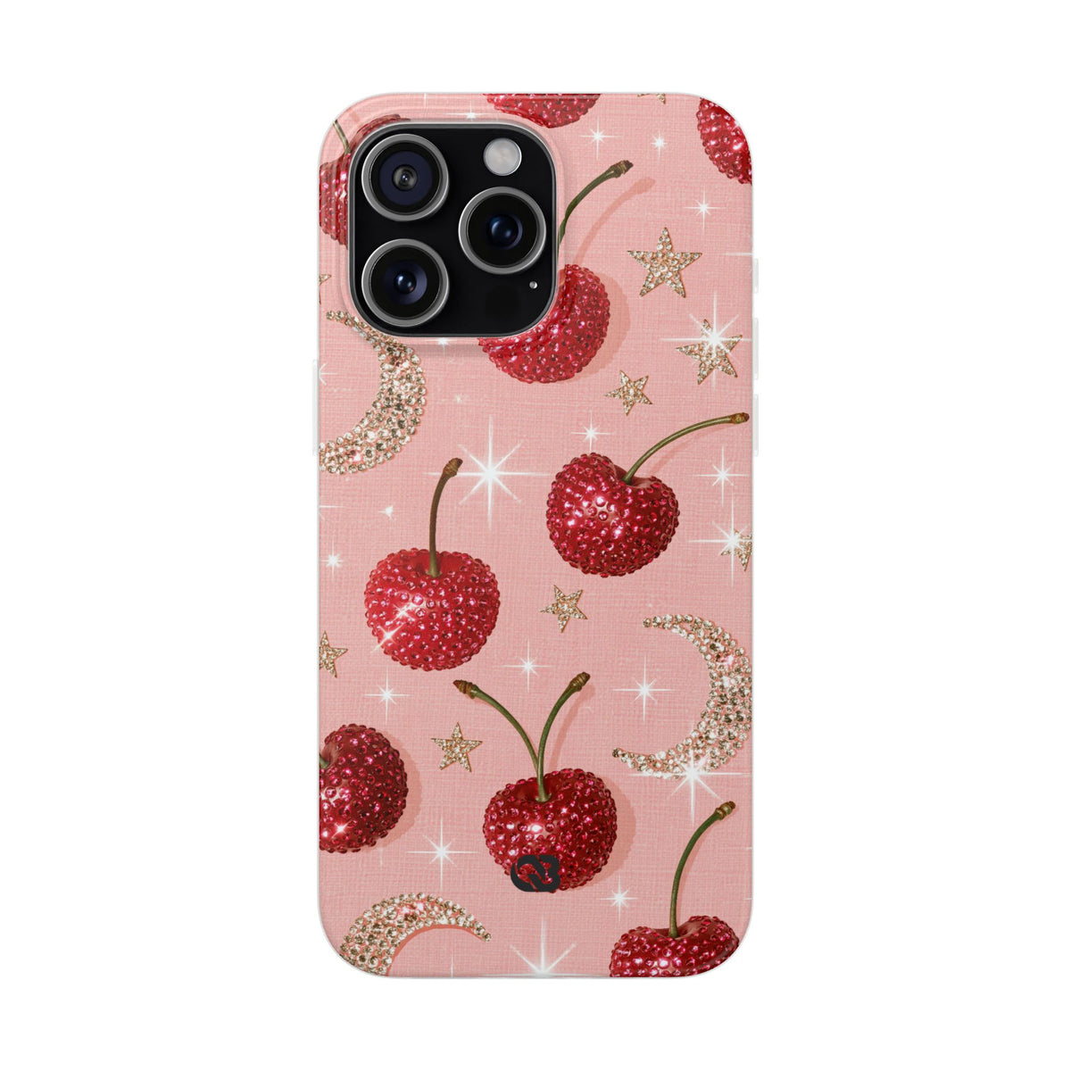 Bedazzled Ruby Cherries · Lite Phone Case for iPhone · Pink