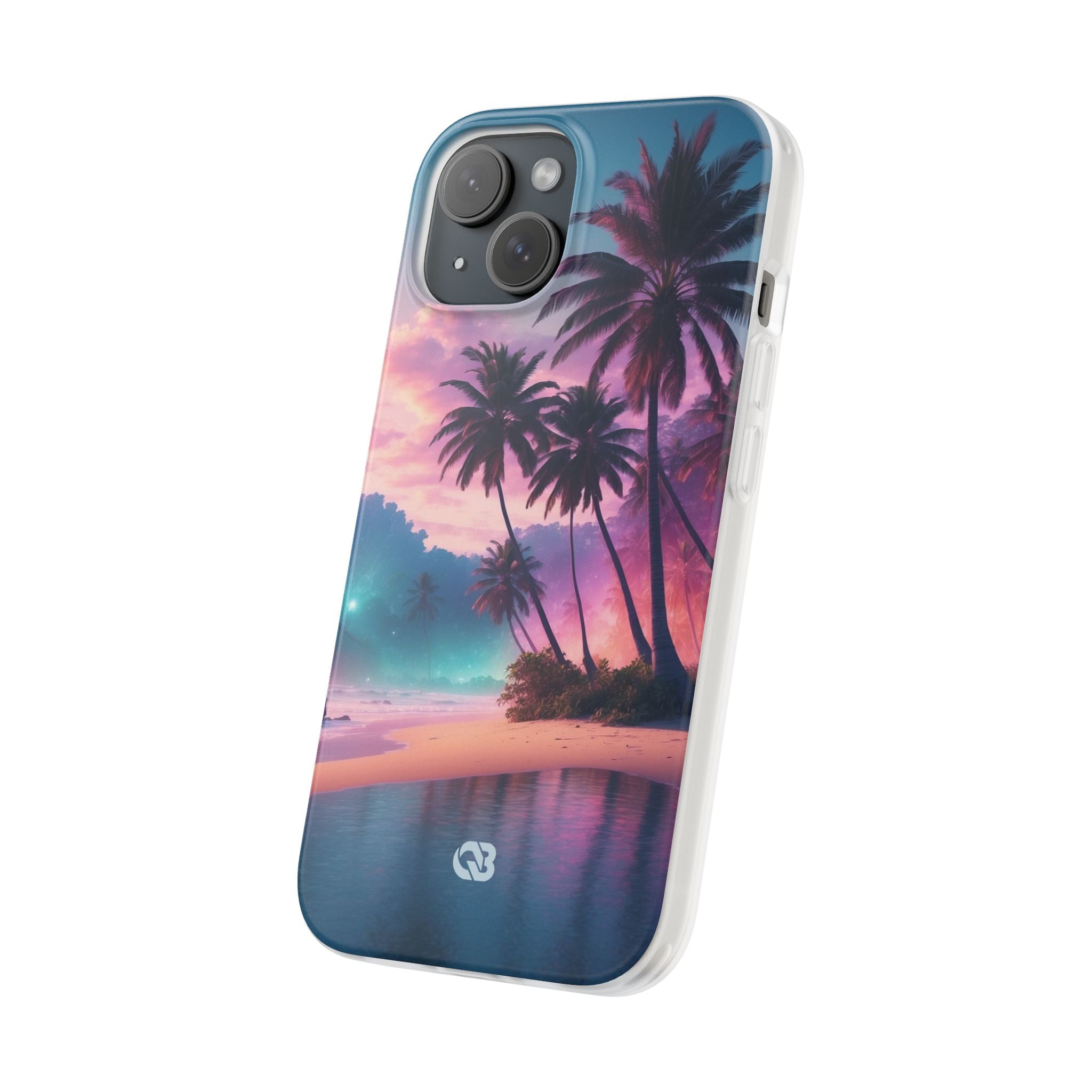 Neon Shore Palms · Soft Phone Case for iPhone