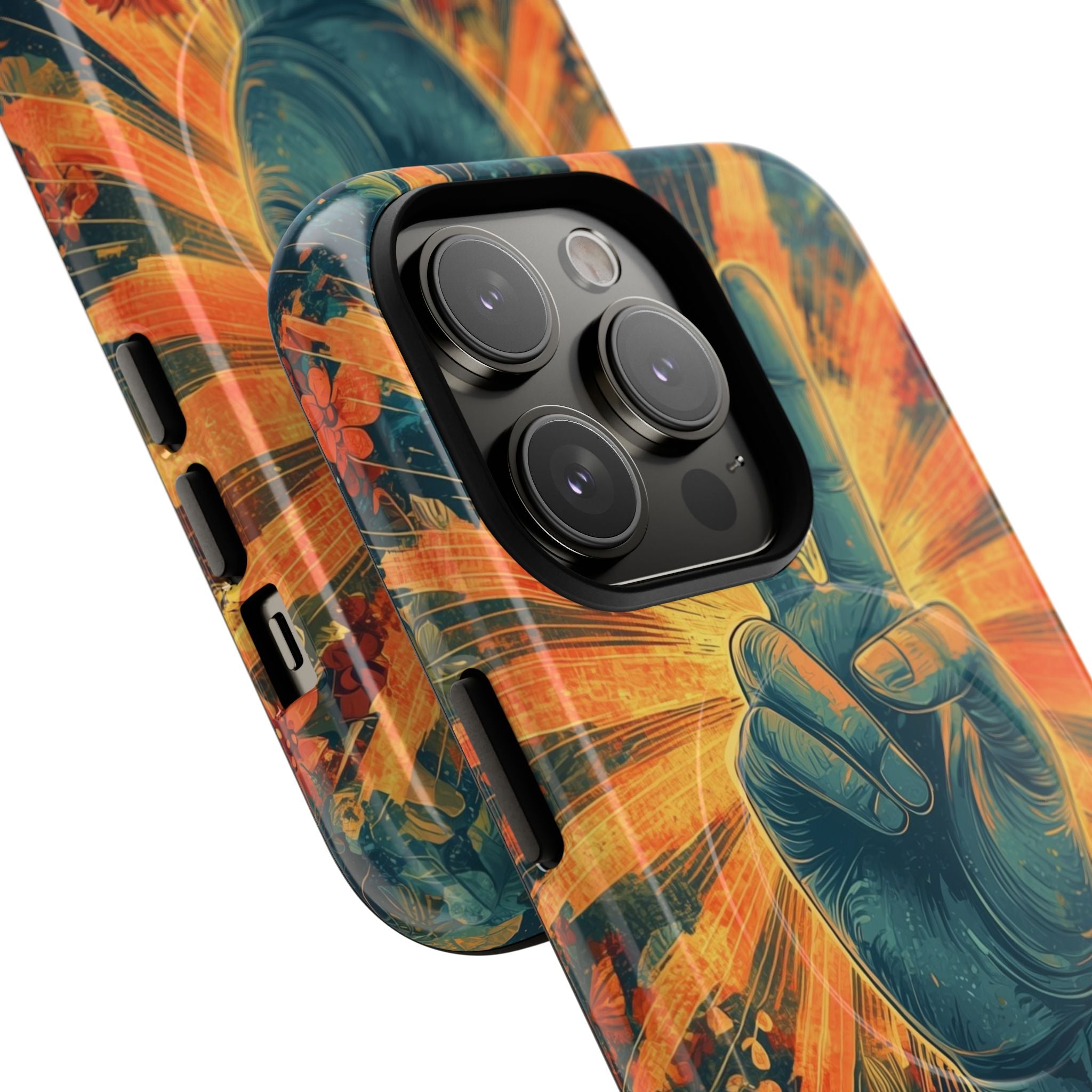 Fleur de paix radieuse · Coque de téléphone Tough+ pour iPhone · Magsafe