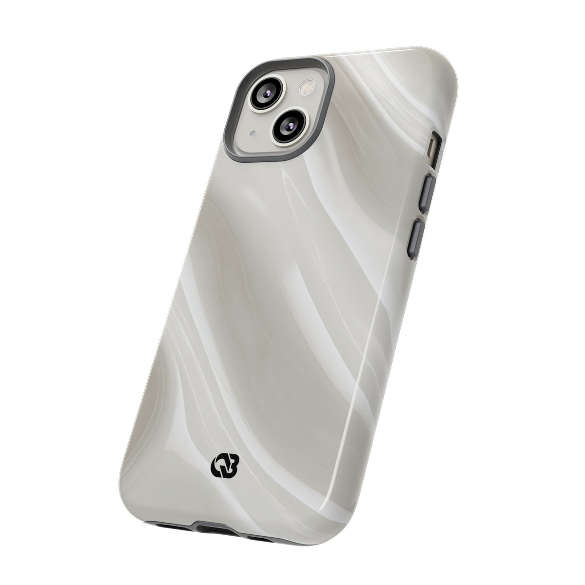 White Tough Phone Case for iPhone - Polished Ivory Wave