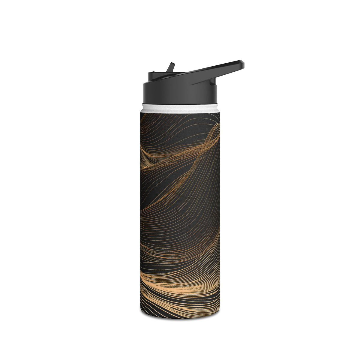 Golden Horizon Contours · Insulated Water Bottle · Black