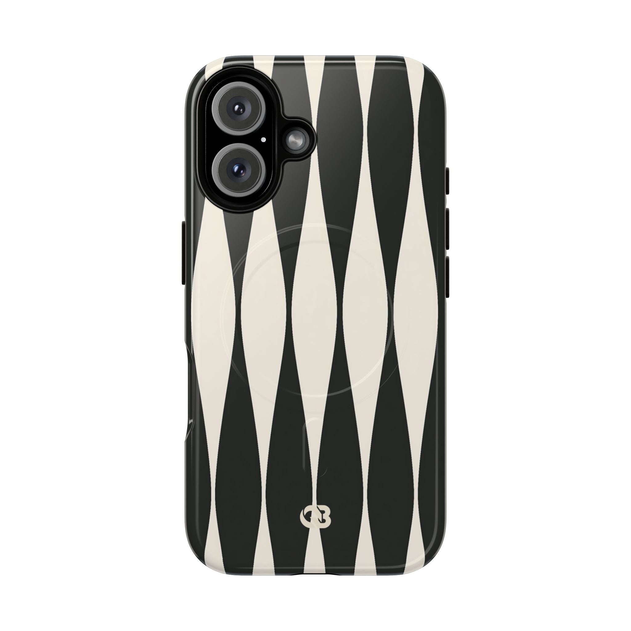 Black Tough 2.0 Magsafe Phone Case for iPhone - Ivory Spindle Grid