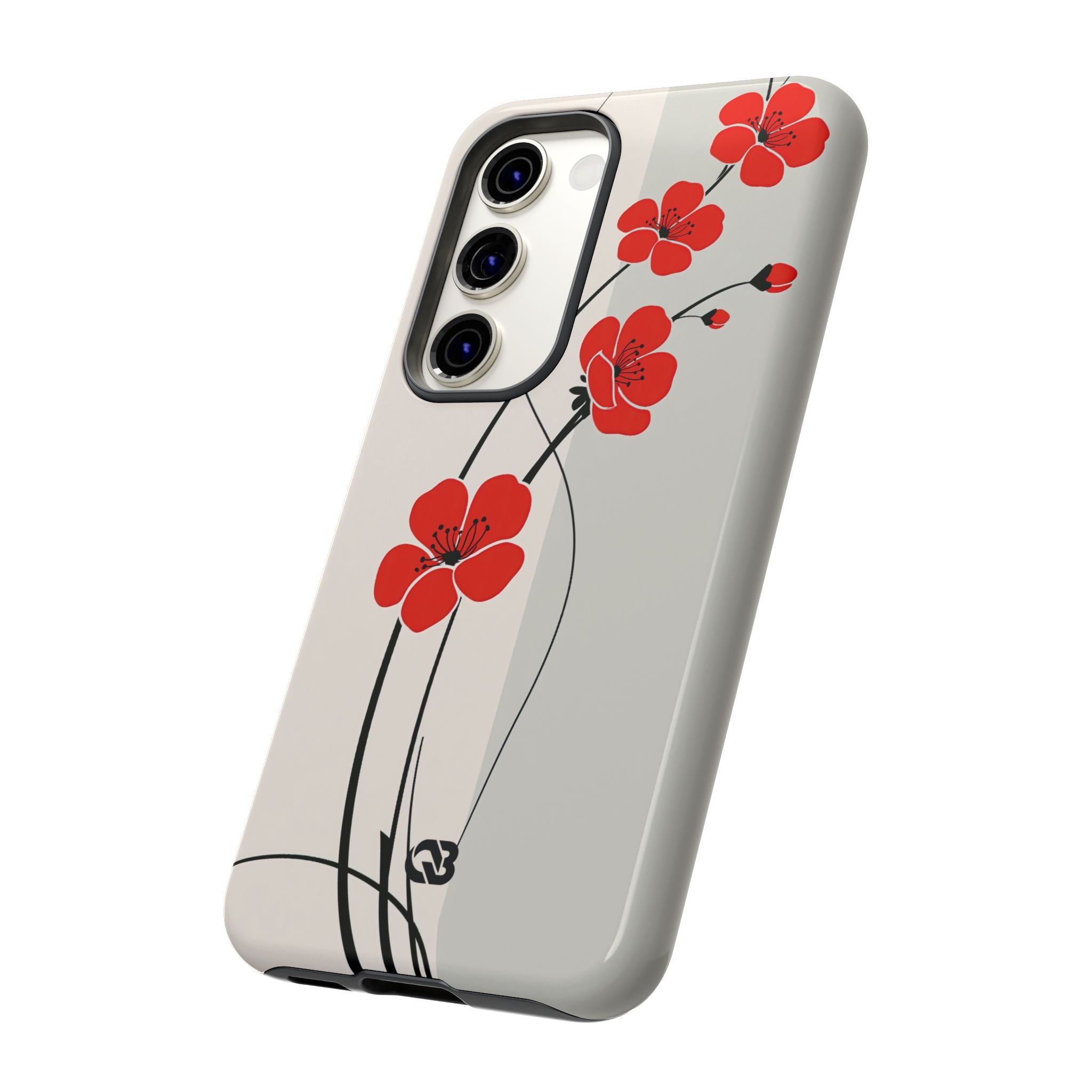 Red Tough Phone Case for Samsung - Crimson Plum Ink