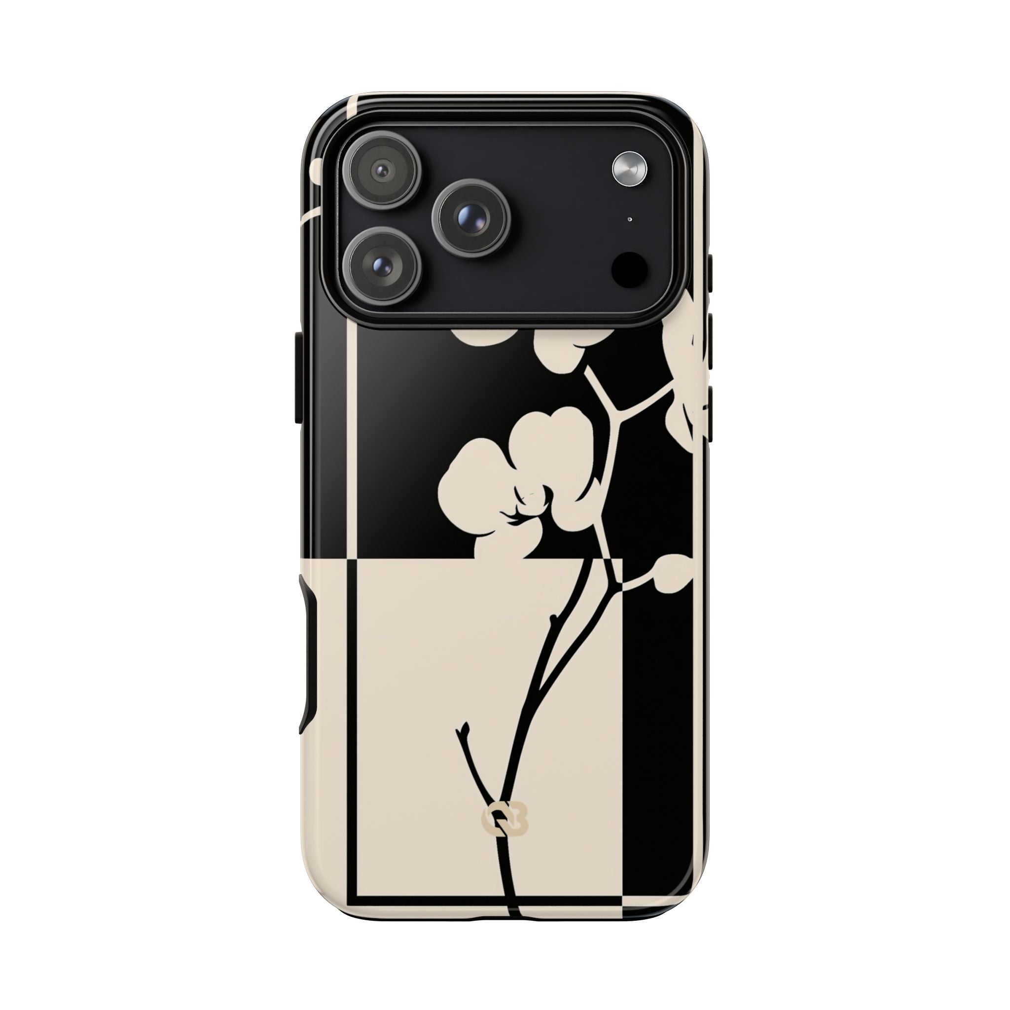 Beige Tough Phone Case for iPhone - Nocturnal Orchid Frame