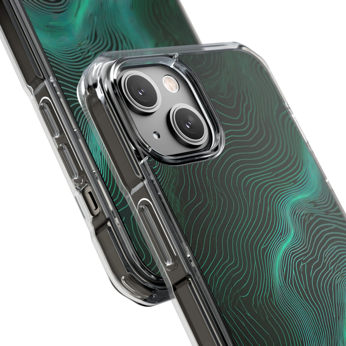 Teal Impact MagSafe Phone Case for iPhone - Neon Jade Contour