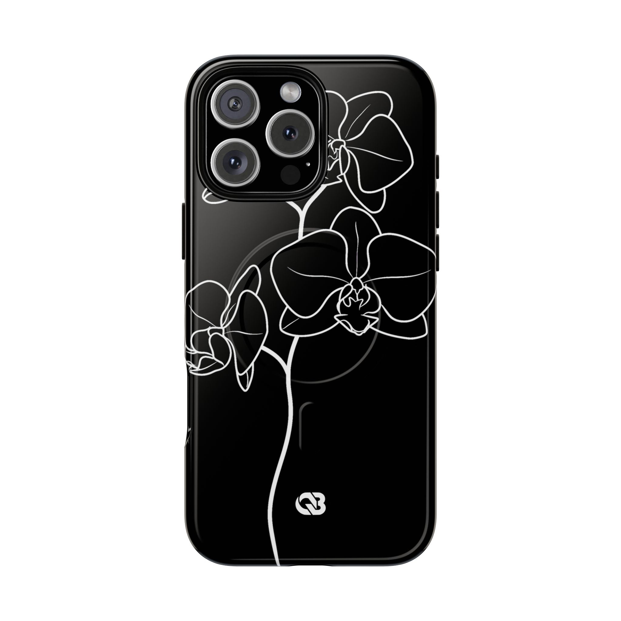 Black Tough 2.0 Magsafe Phone Case for iPhone - Noir Alabaster Orchid