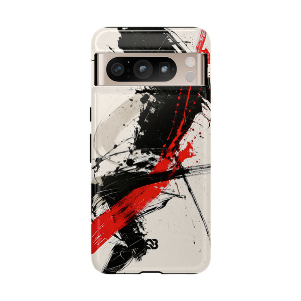 Crimson Sumi Slash · Tough Phone Case for Pixel · White