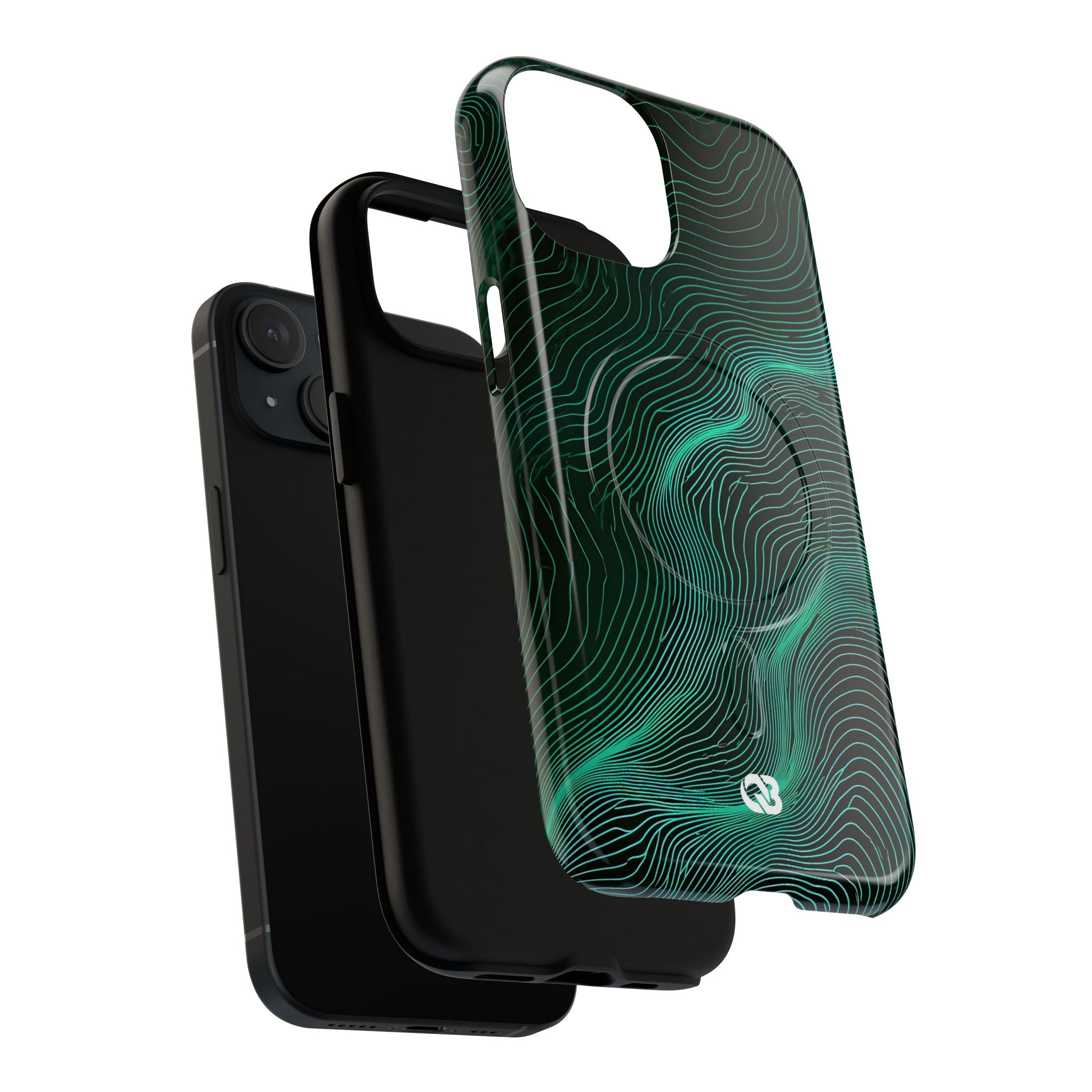 Teal Tough 2.0 Magsafe Phone Case for iPhone - Neon Jade Contour