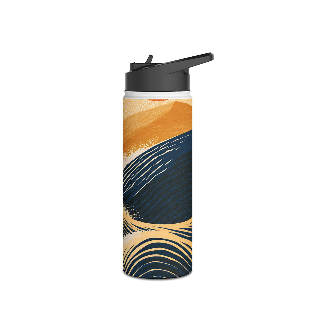 Golden Horizon Waves · Insulated Water Bottle · Blue