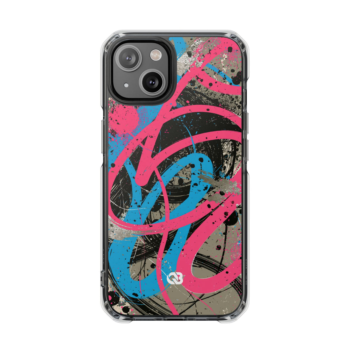Cyber Splatter Flow · Clear Impact Magnetic Phone Case for iPhone · Pink
