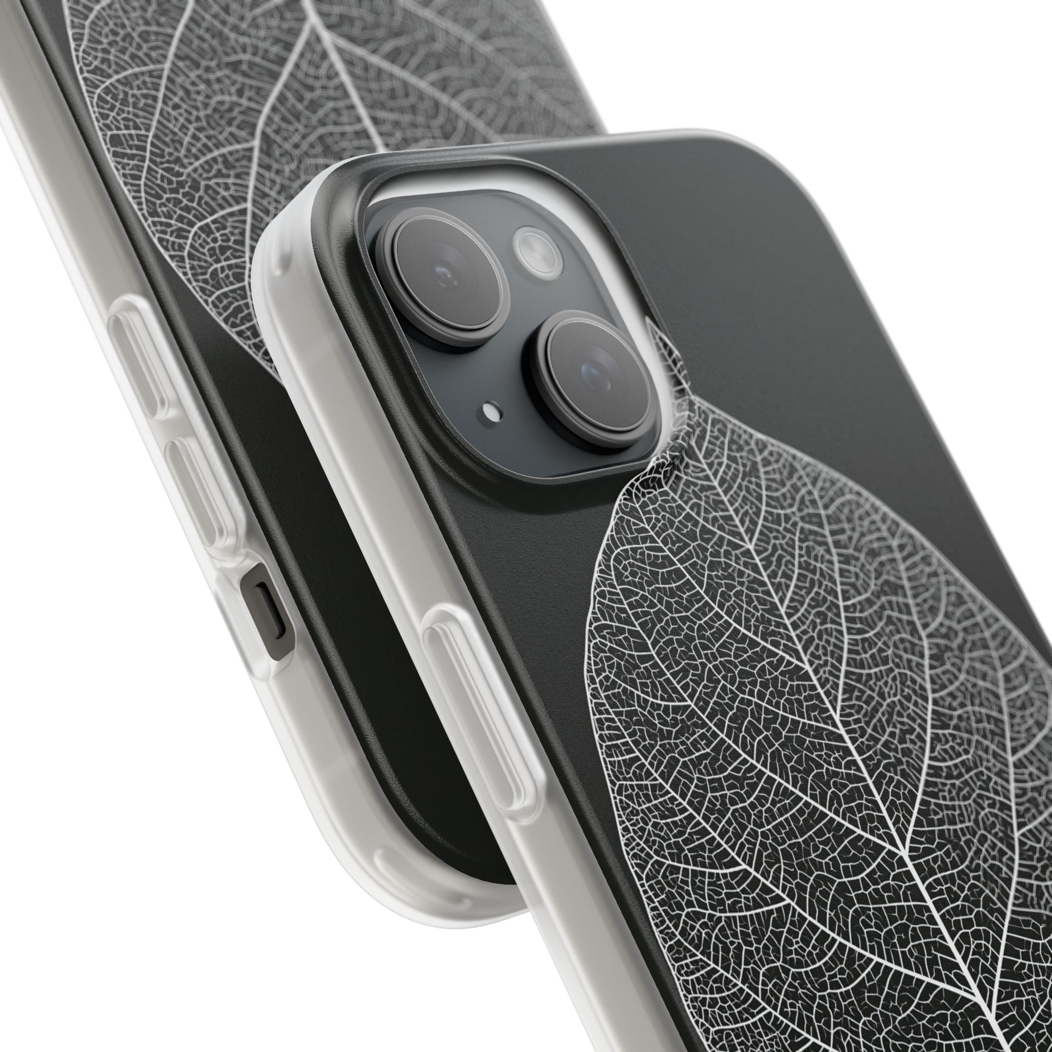 Black Lite Phone Case for iPhone - Bleached Leaf Lattice