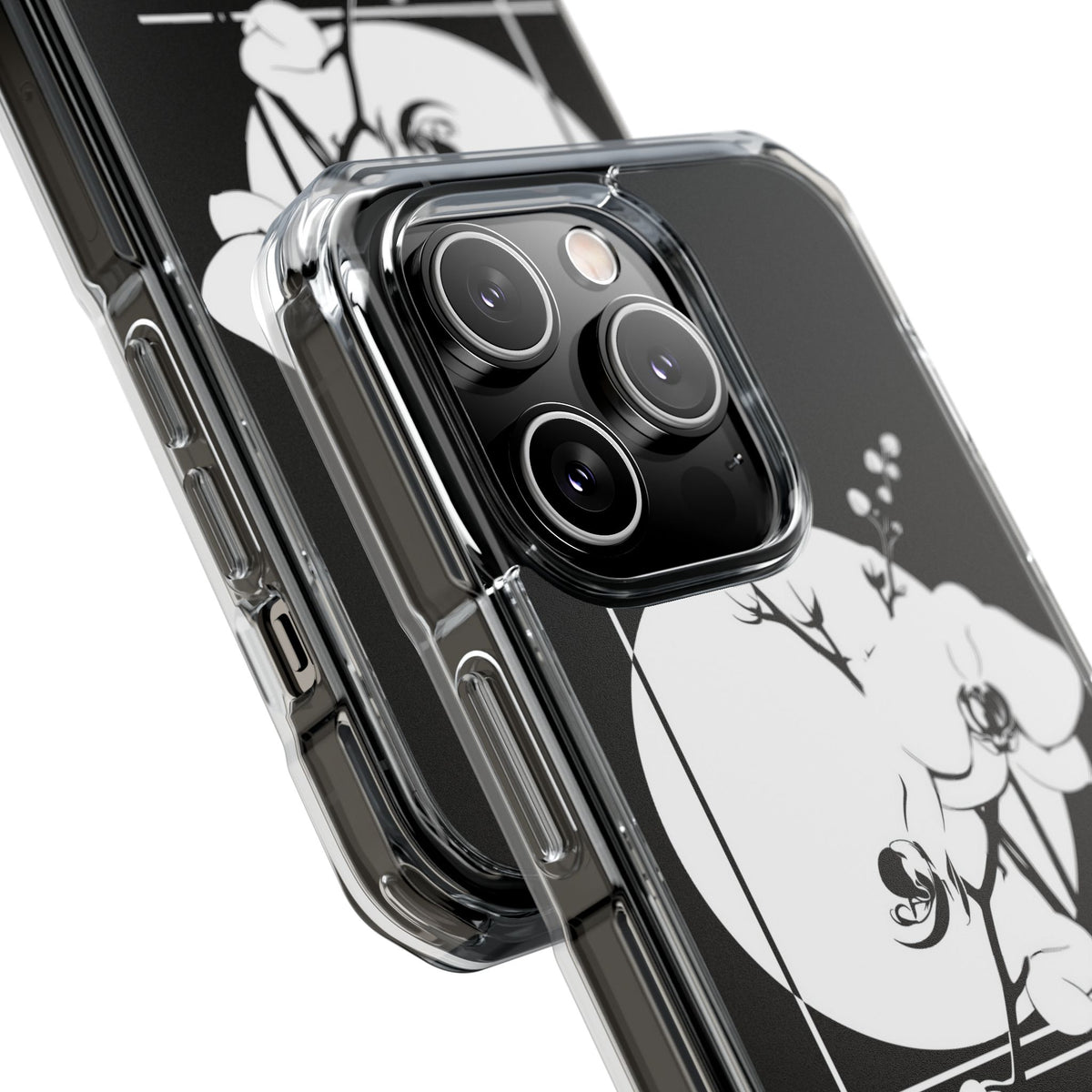 Nocturne Orchid Bloom · Clear Impact Magnetic Phone Case for iPhone · Black