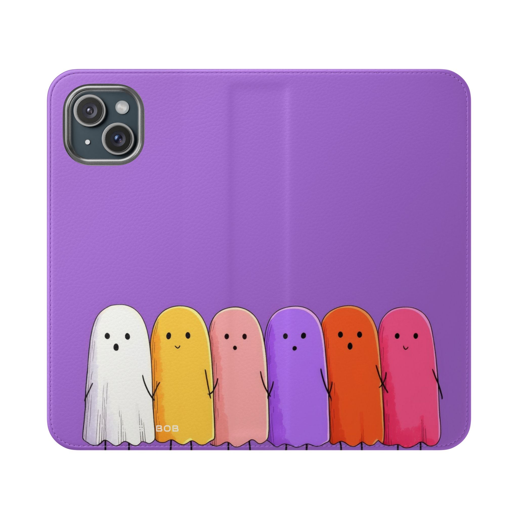 Colorful Ghosts Line - iPhone 15 Plus Case - Wallet