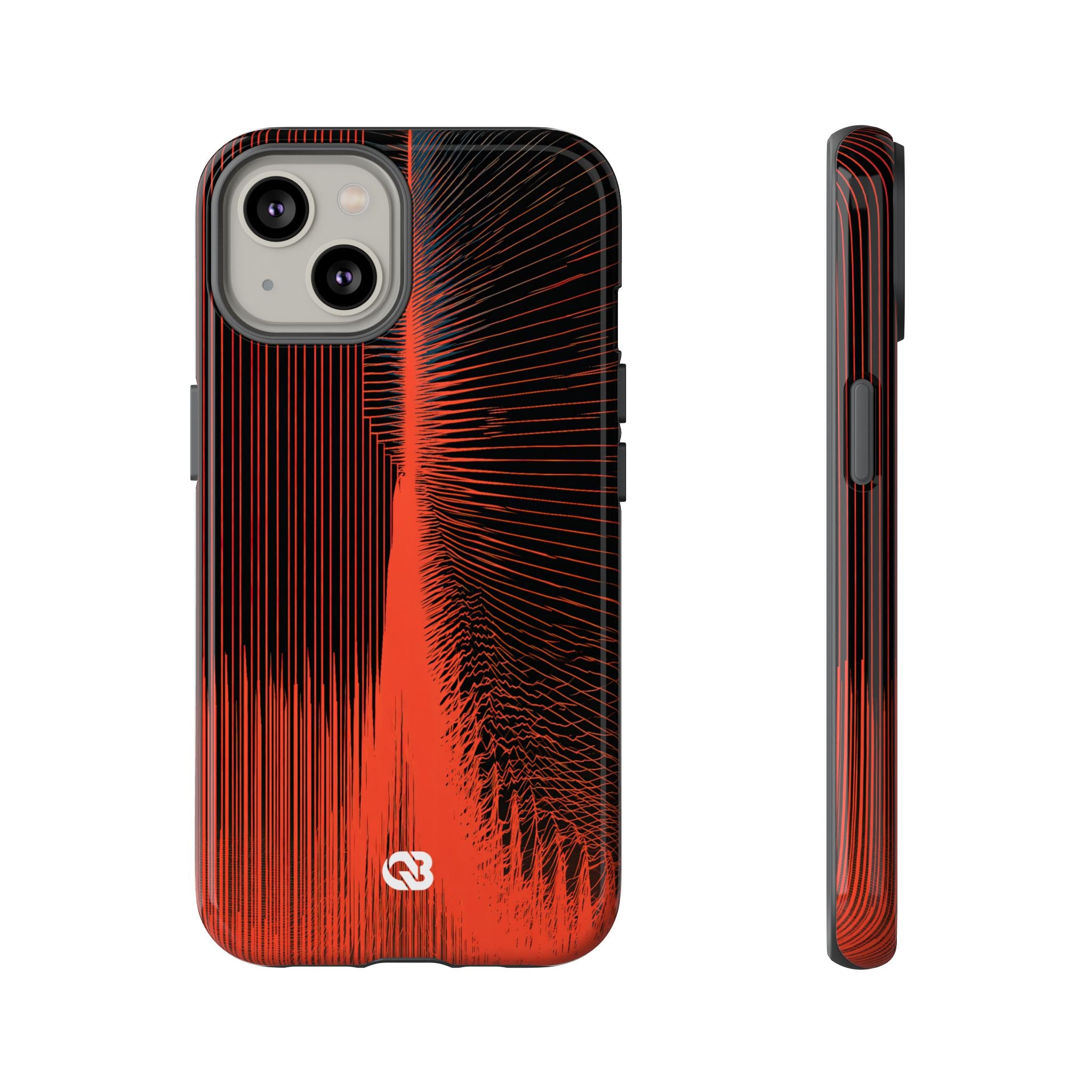 Red Tough Phone Case for iPhone - Crimson Frequency Pulse
