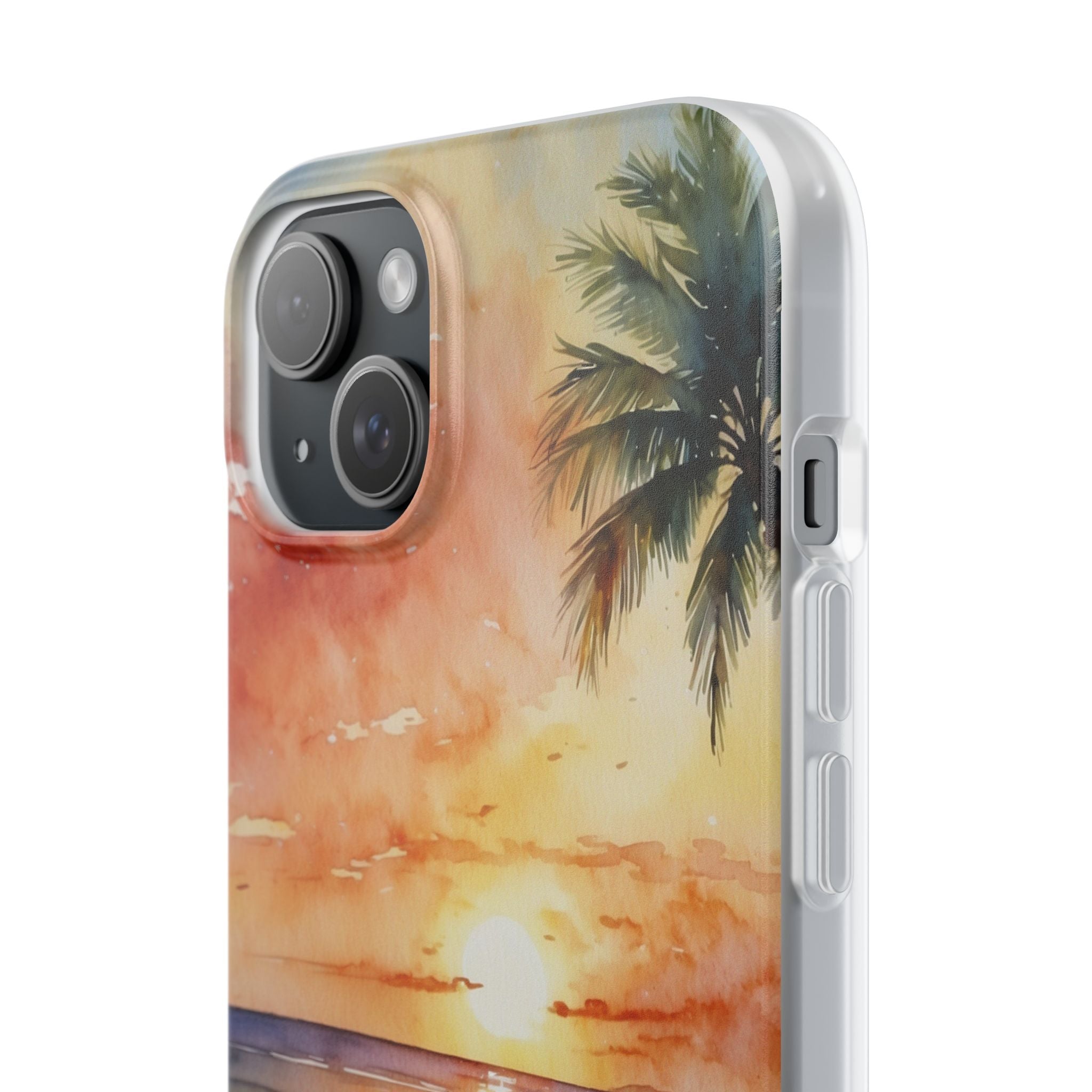 Sunset Palm iPhone 15 Plus Cover - Blød