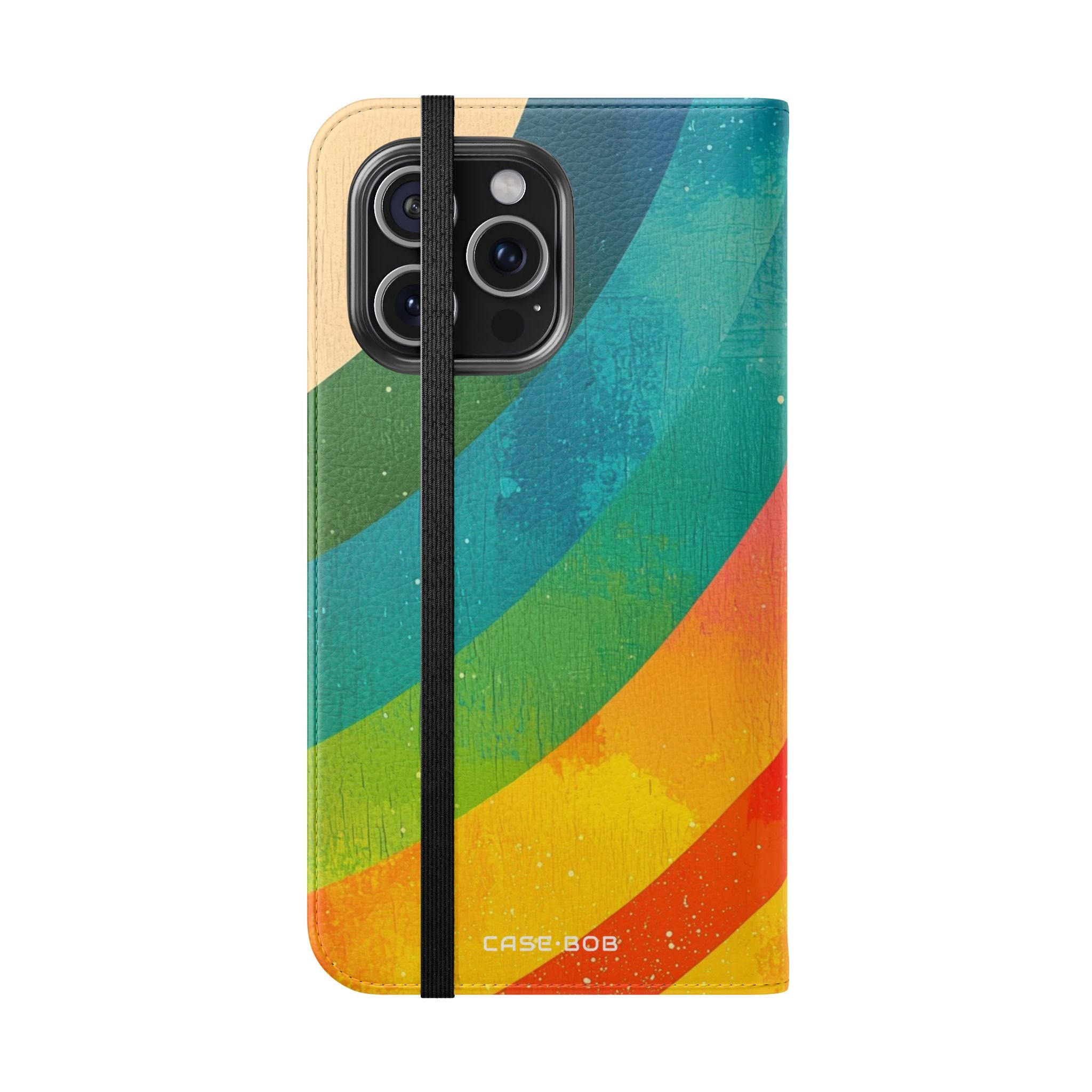 Curved Rainbow Breeze - iPhone 15 Pro Max Case - Wallet