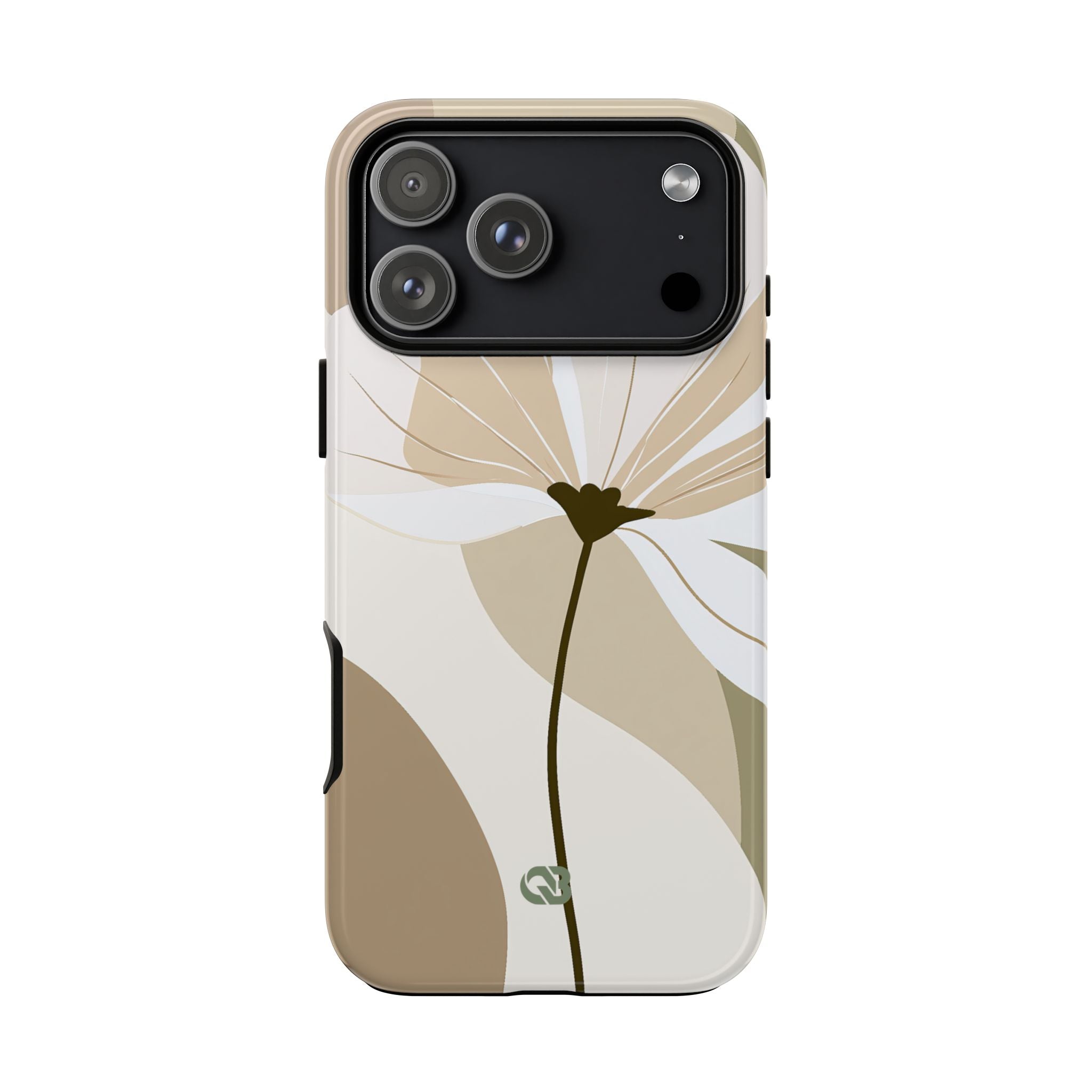 Beige Tough Phone Case for iPhone - Sage Linen Magnolia