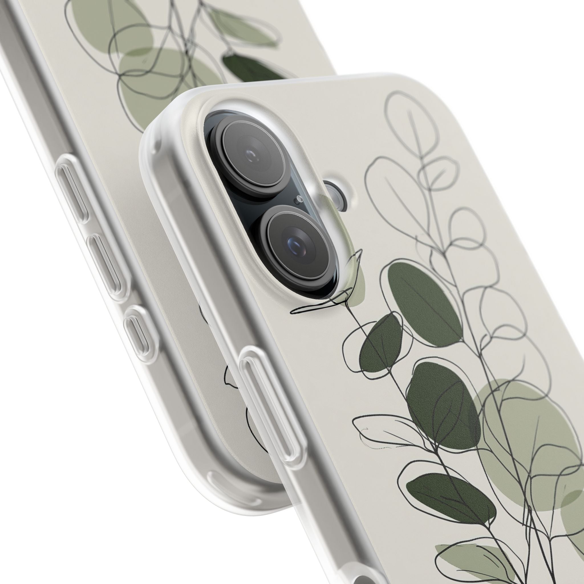 Green Lite Phone Case for iPhone - Muted Eucalyptus Sketch