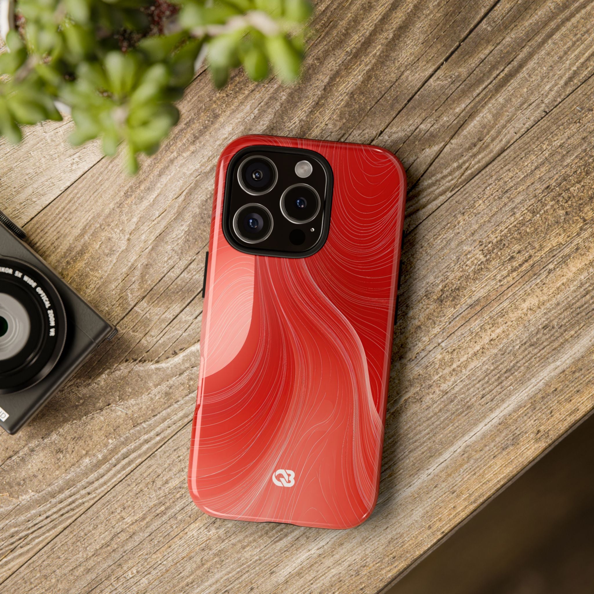 Red Tough Phone Case for iPhone - Crimson Silk Strands