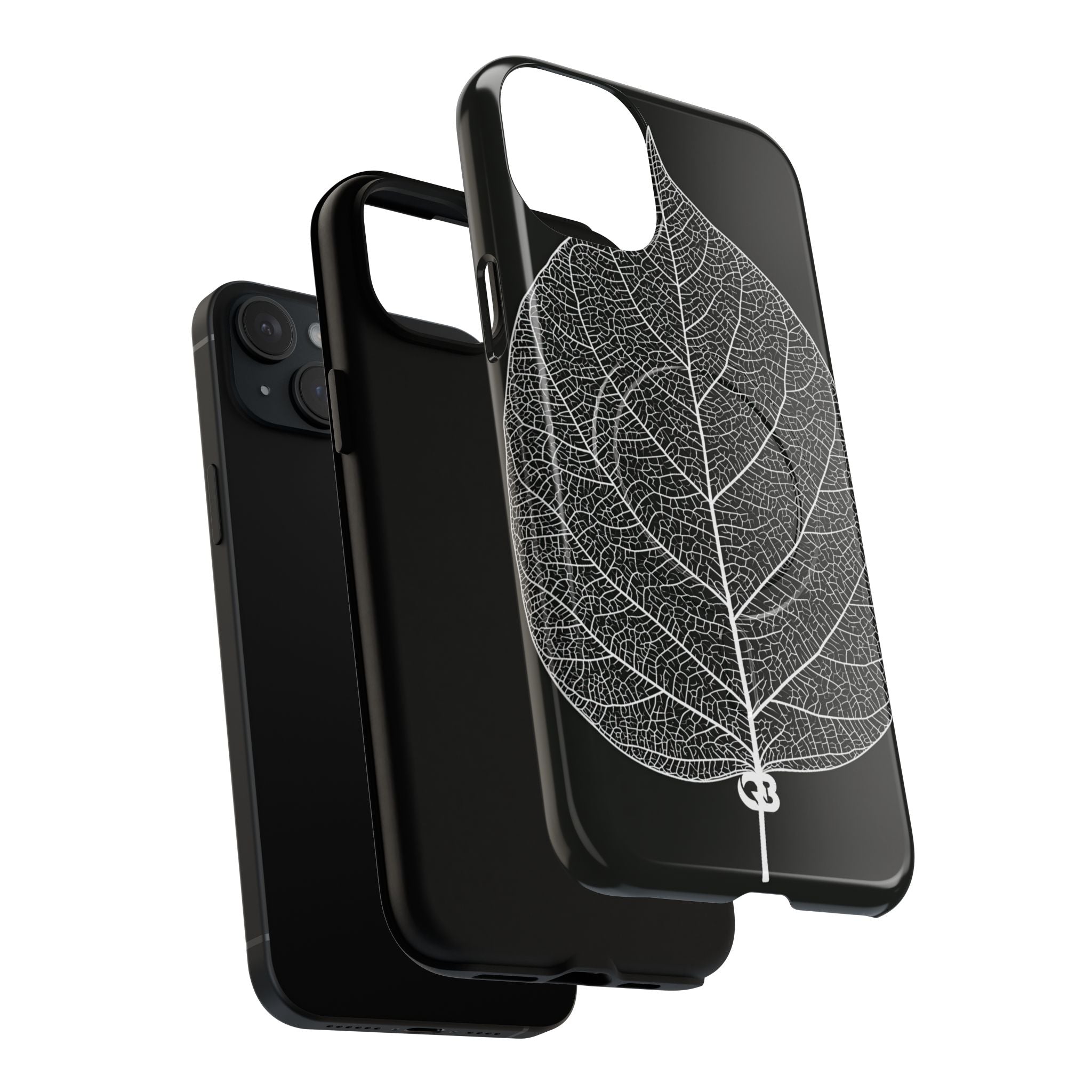 Black Tough 2.0 Magsafe Phone Case for iPhone - Bleached Leaf Lattice