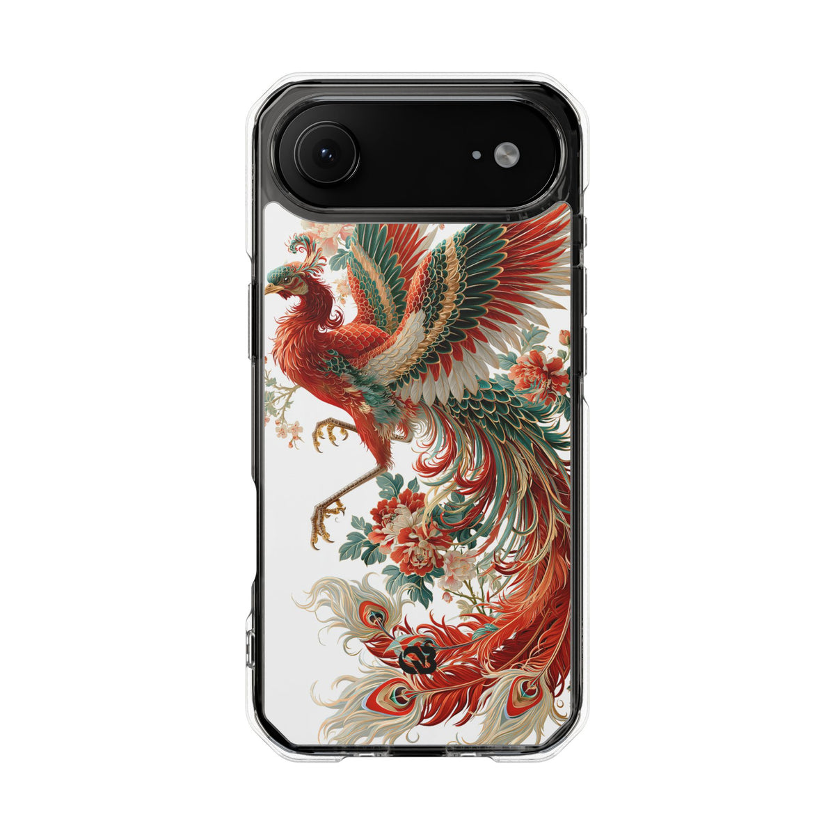 Vermilion Imperial Phoenix · Clear Impact Magnetic Phone Case for iPhone · Red