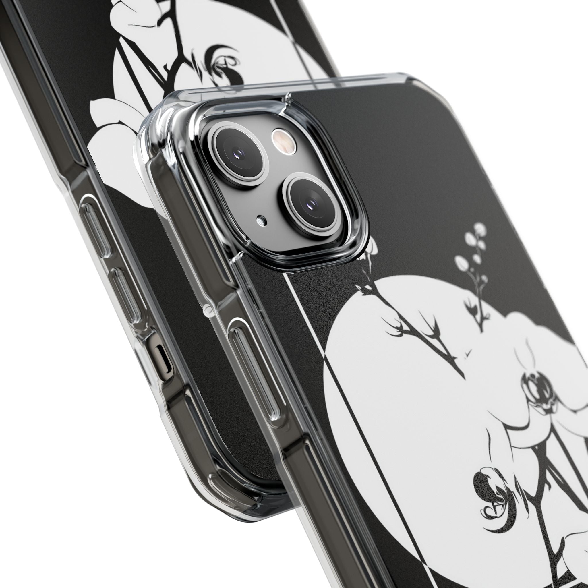 Black Impact MagSafe Phone Case for iPhone - Lunar Orchid Grid