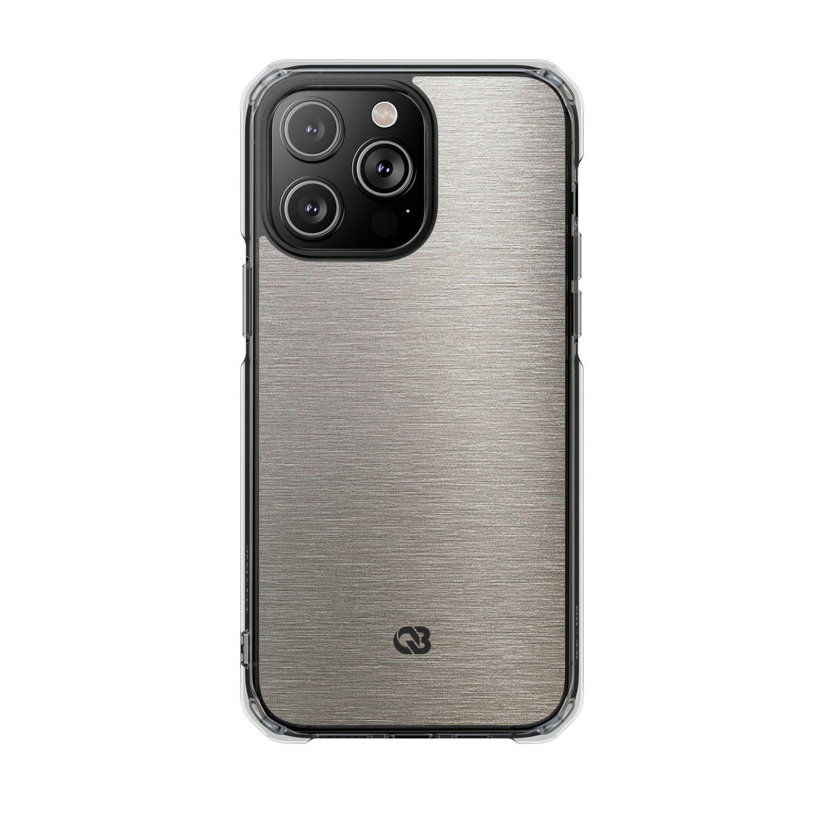 Brushed Silver Alloy · Clear Impact Magnetic Phone Case for iPhone · Silver