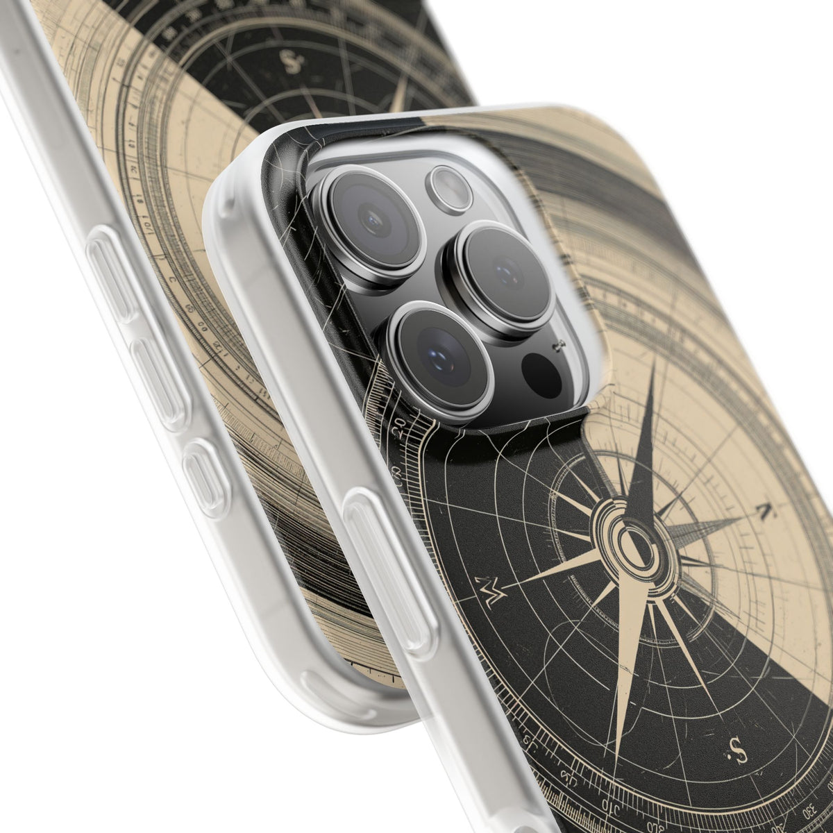 Beige Lite Phone Case for iPhone - Obsidian Nautical Blueprint